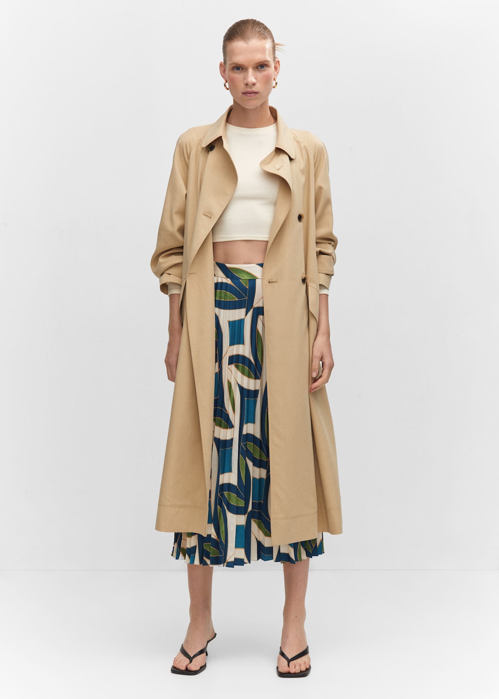 Pleated skirt trench coat discount