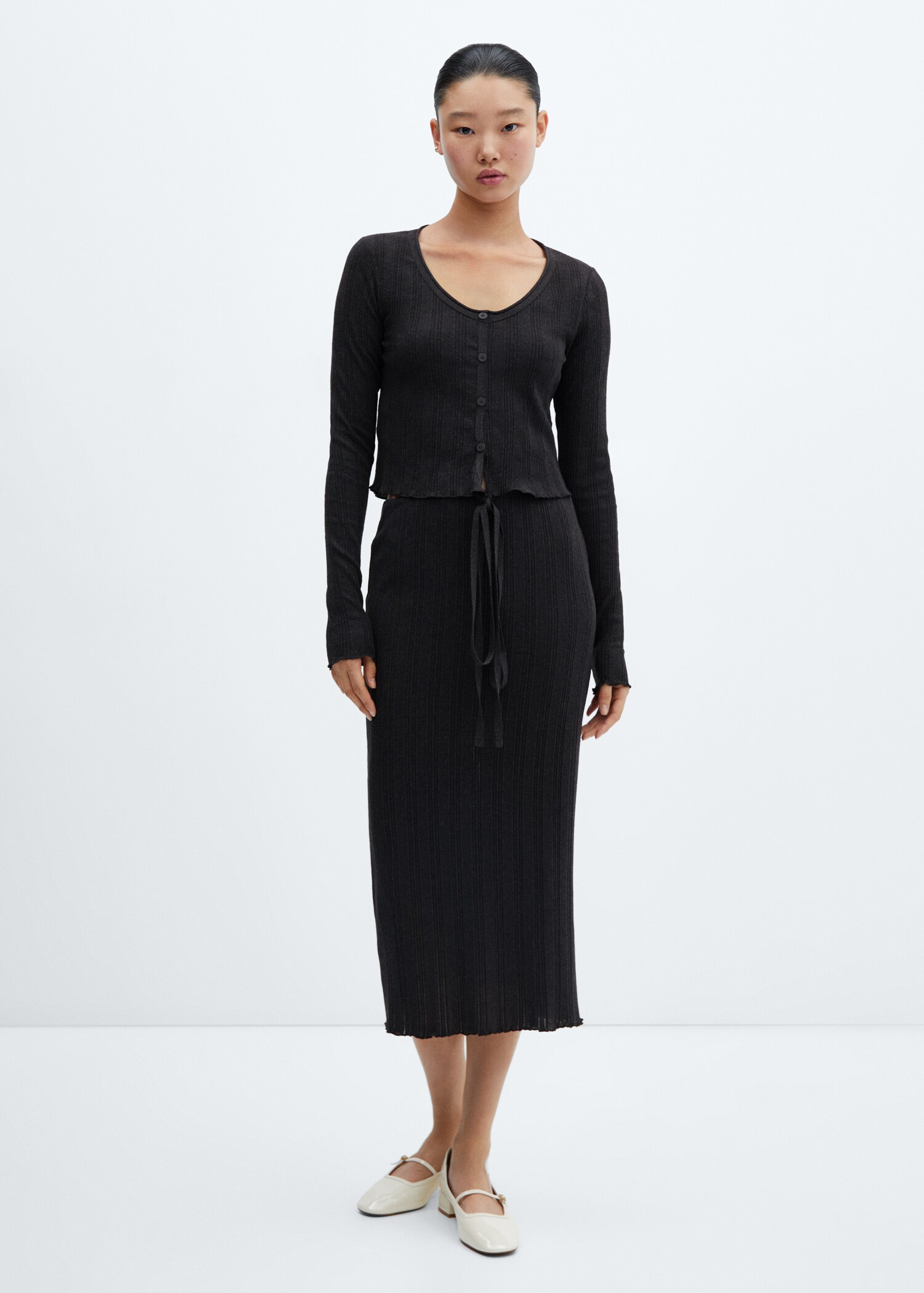 Ribbed midi skirt - General plane