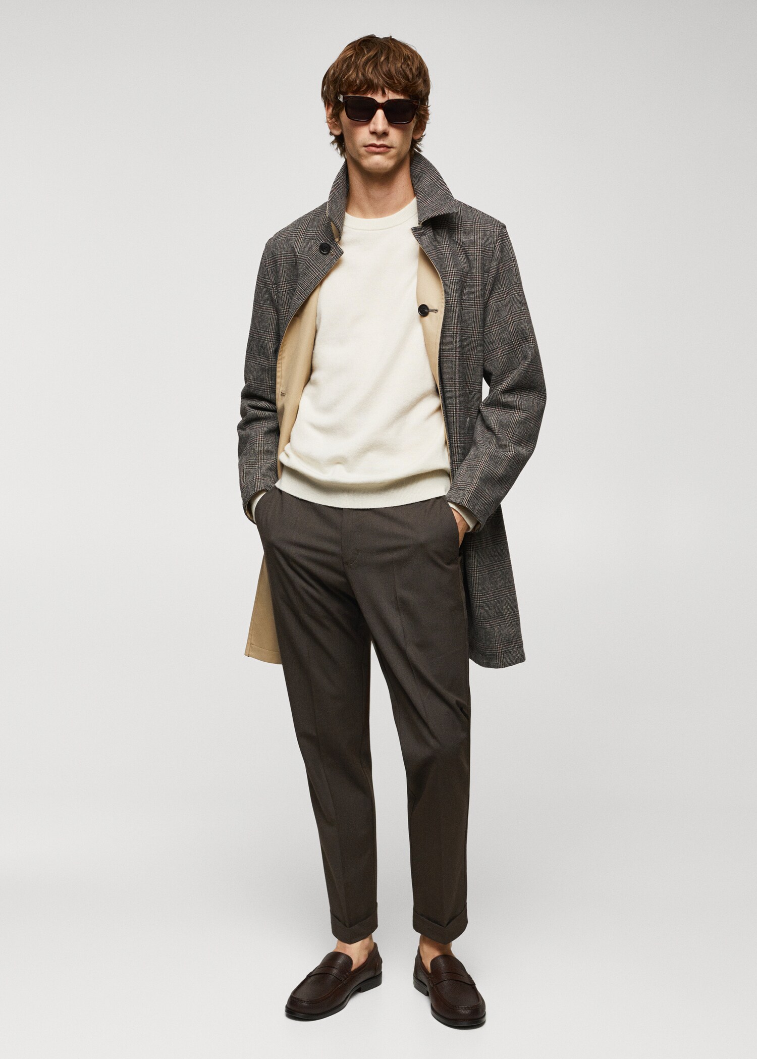Pantaloni slim fit micro pied-de-poule - Piano generale