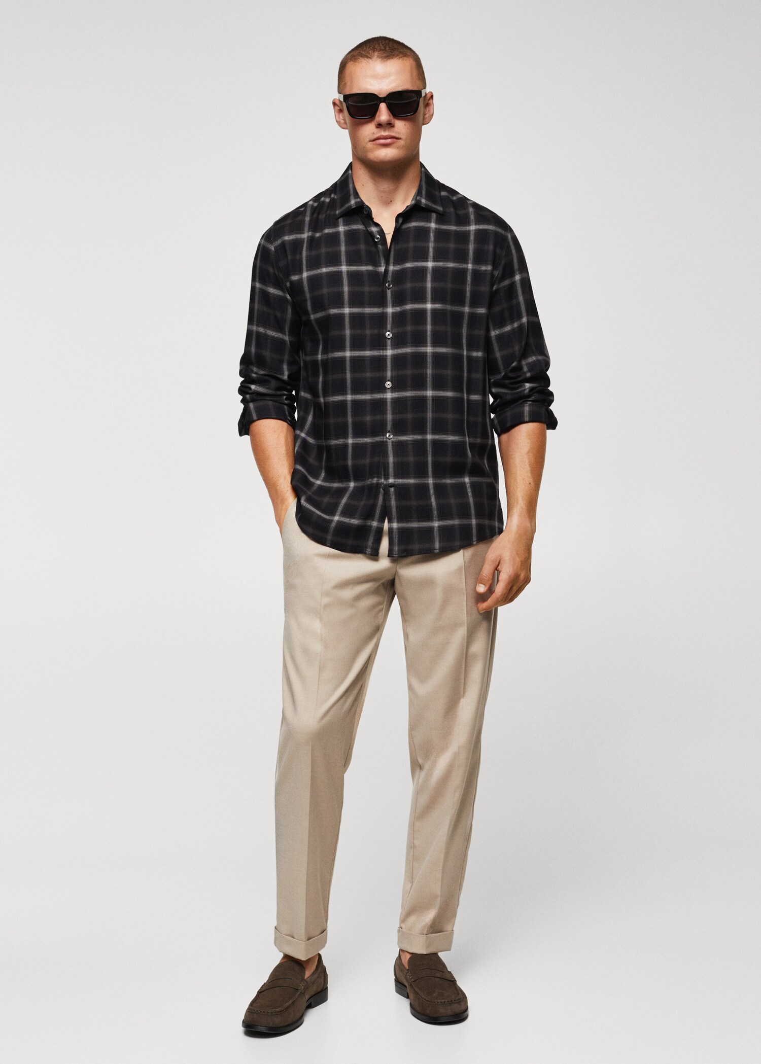 Regular-fit windowpane shirt - General plane