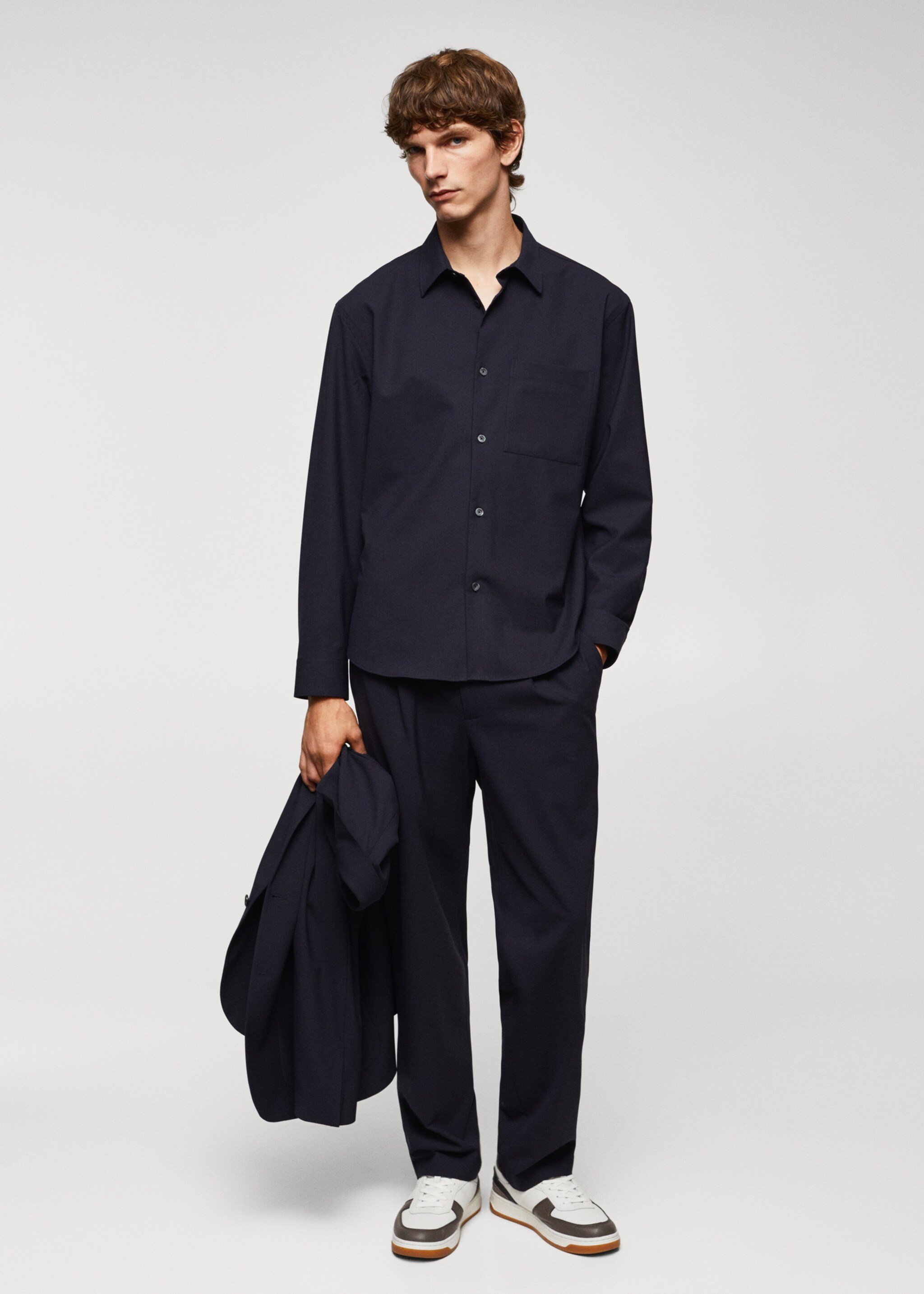 Surchemise laine oversize - Plan général, Bleu marine. Ref: 57045973-00.
