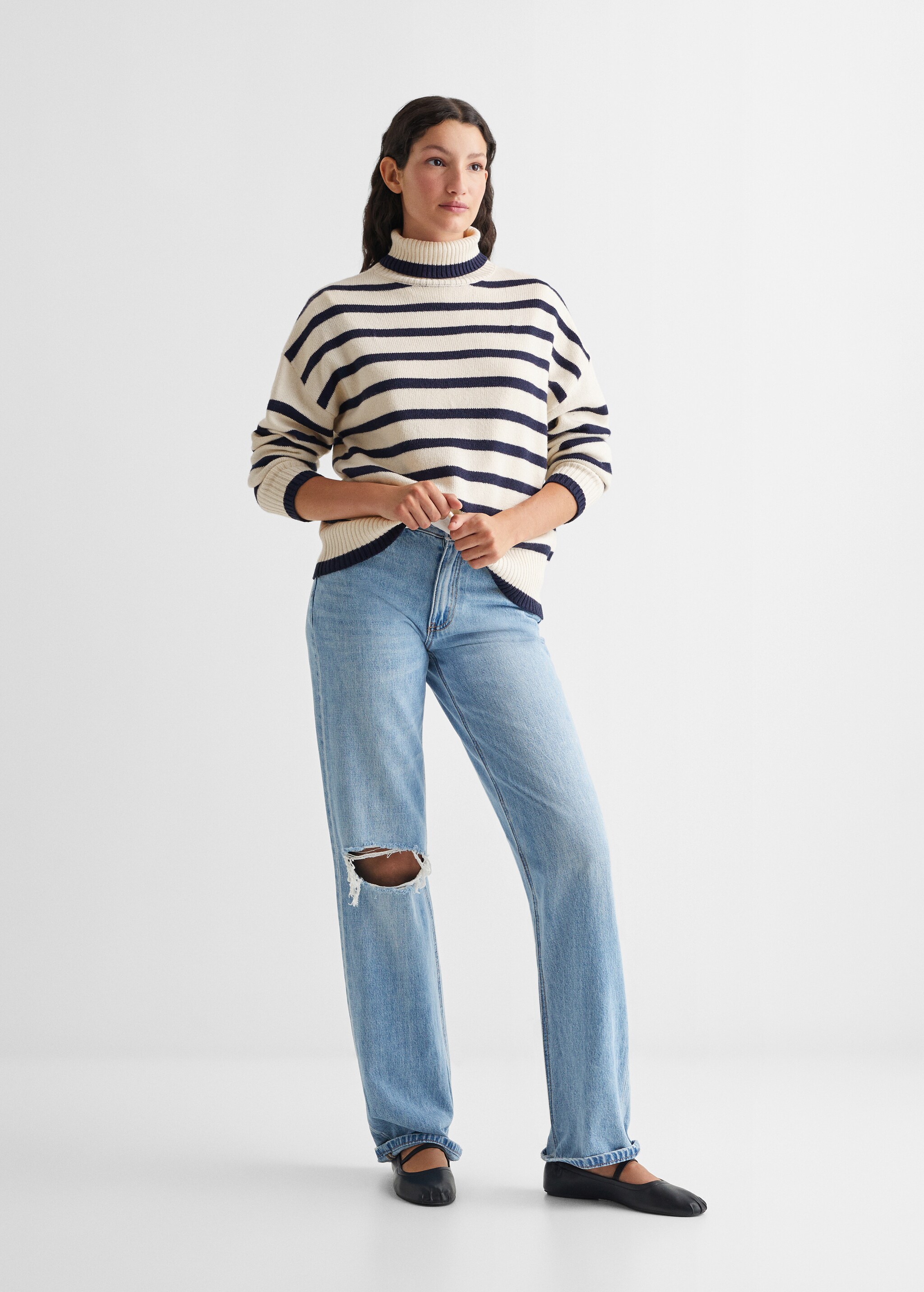 Stand-collar striped sweater - Overzichtstekening