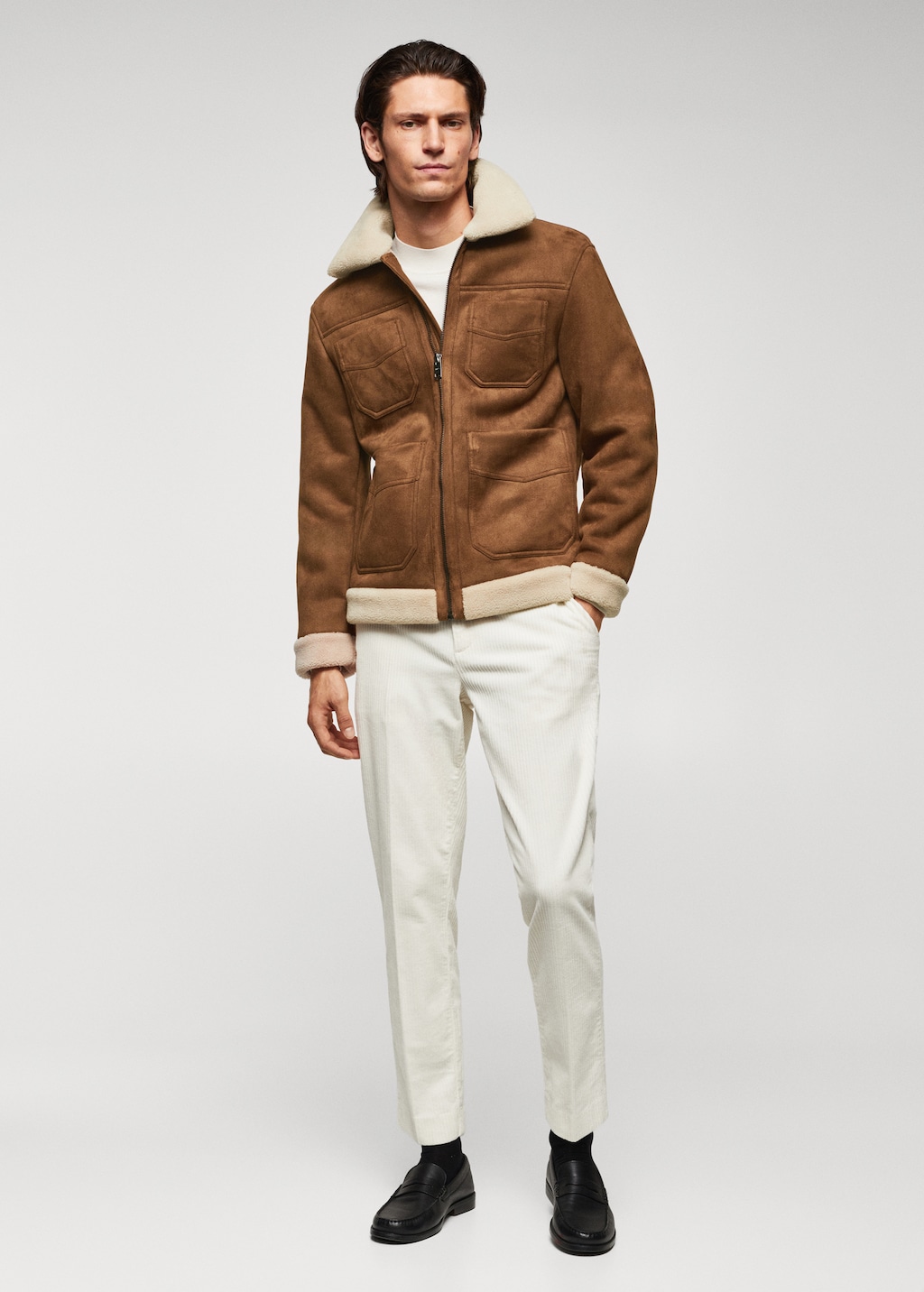 Mango faux shearling jacket best sale