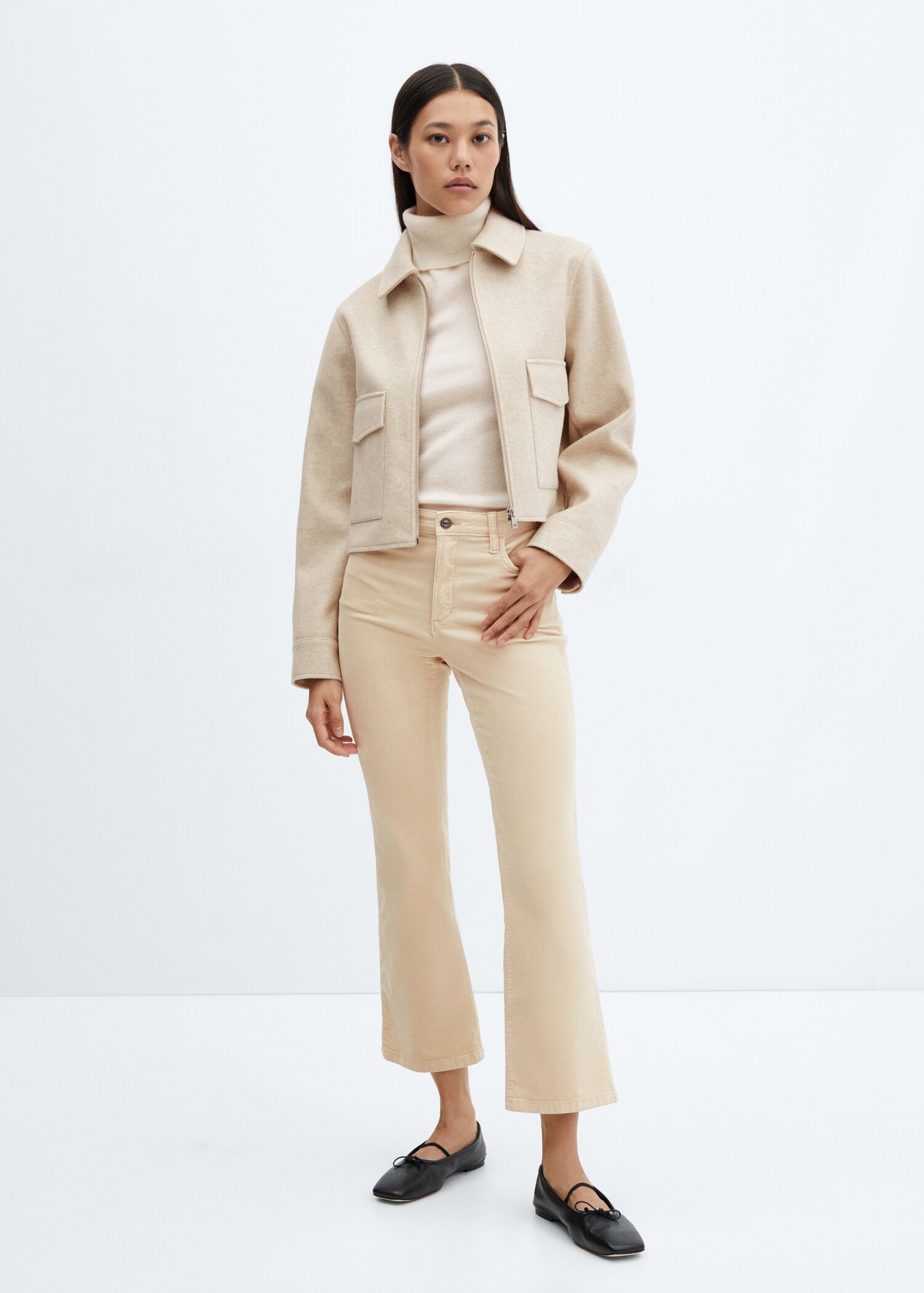 Flared cropped corduroy jeans - General plane