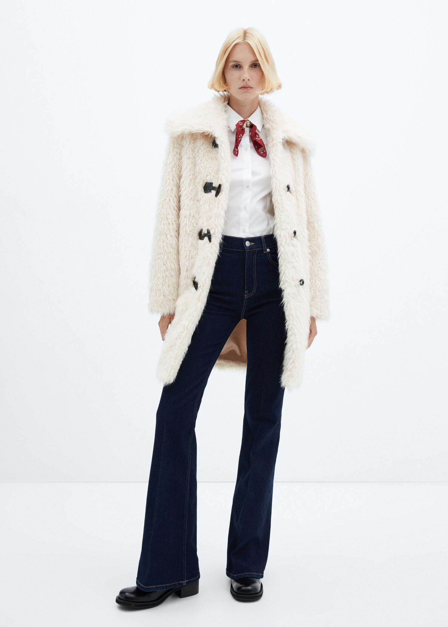 Faux-fur midi coat - General plane