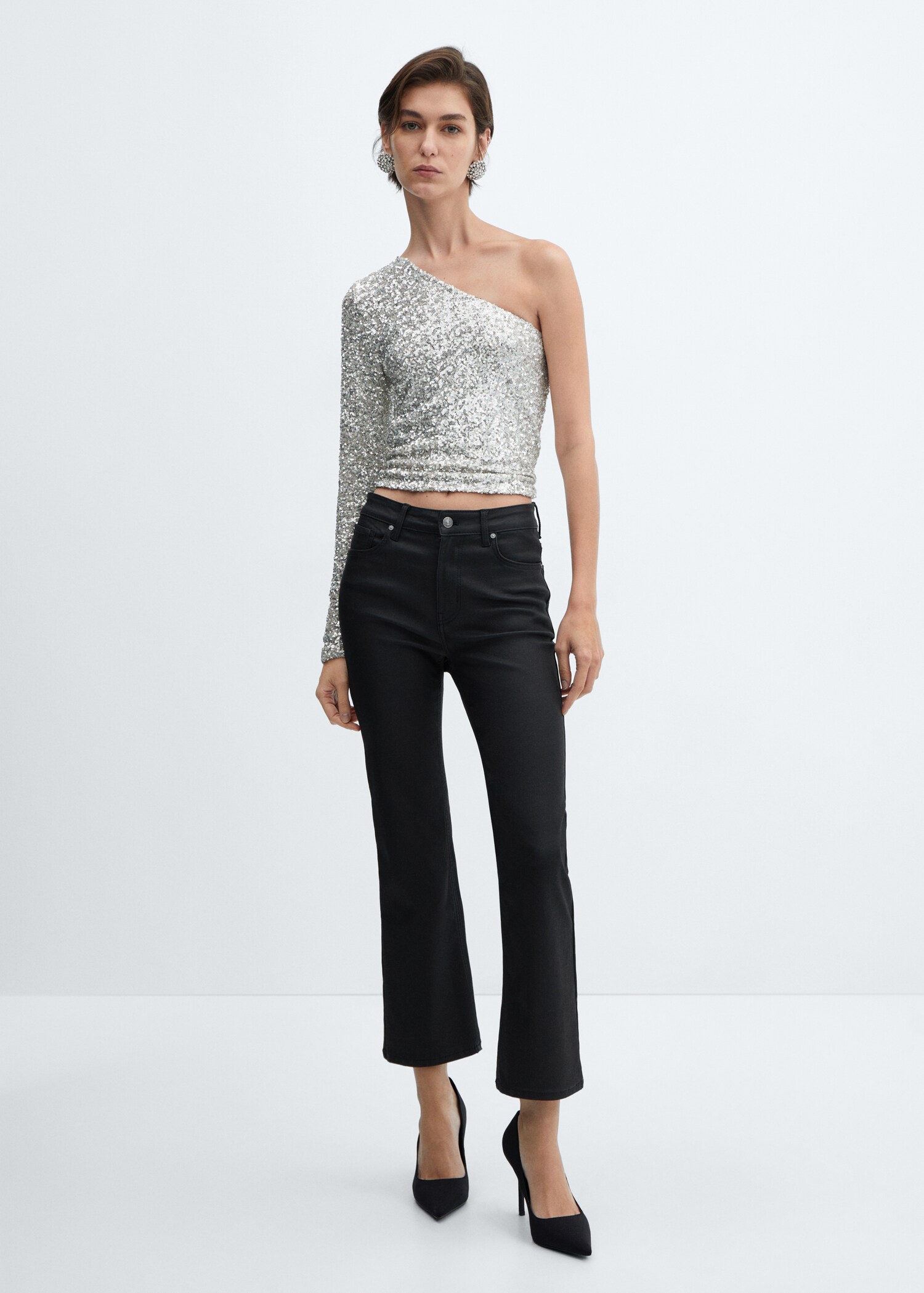 Flared-Coated-Jeans in Cropped-Optik - Allgemeine Ansicht