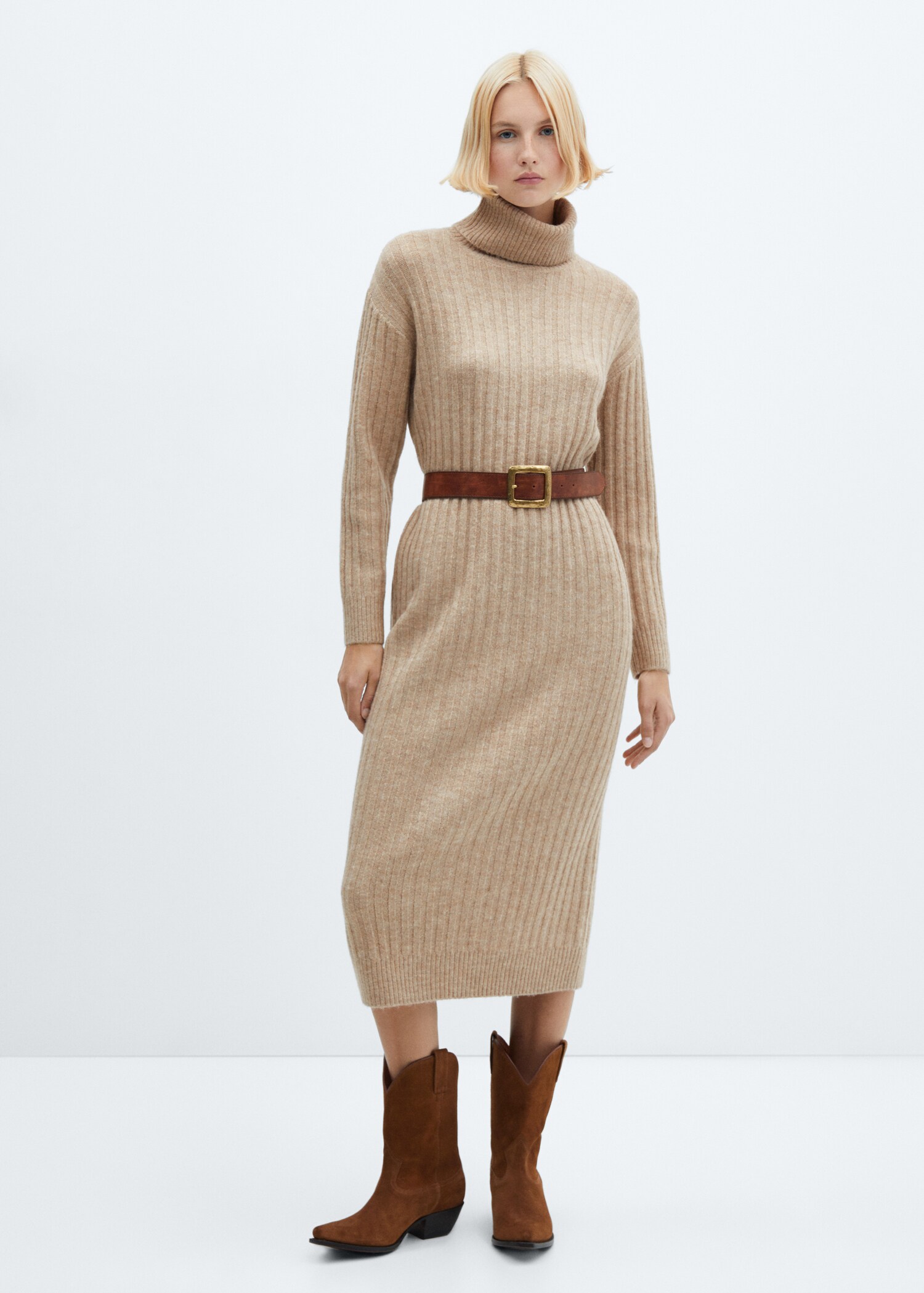 Ribbed turtleneck dress  - General plane