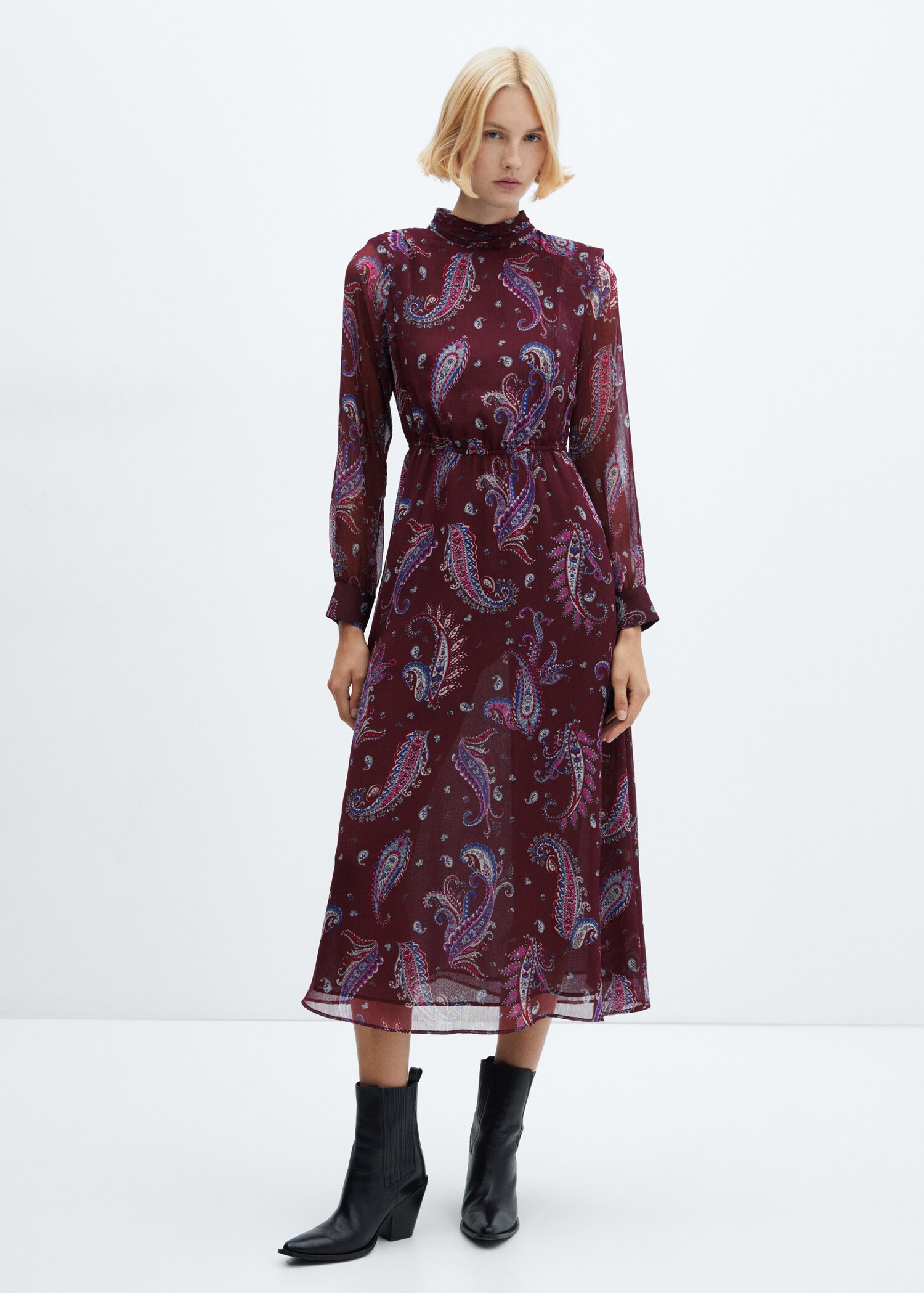 Flowy paisley-print dress - General plane