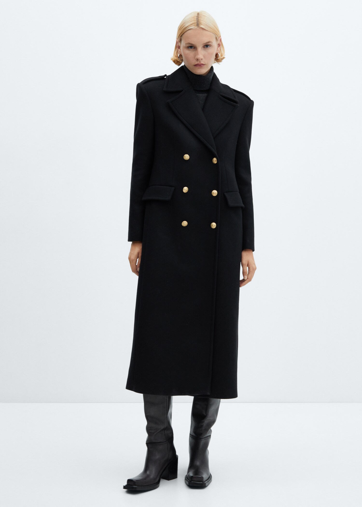 Double-breasted wool coat - General plane