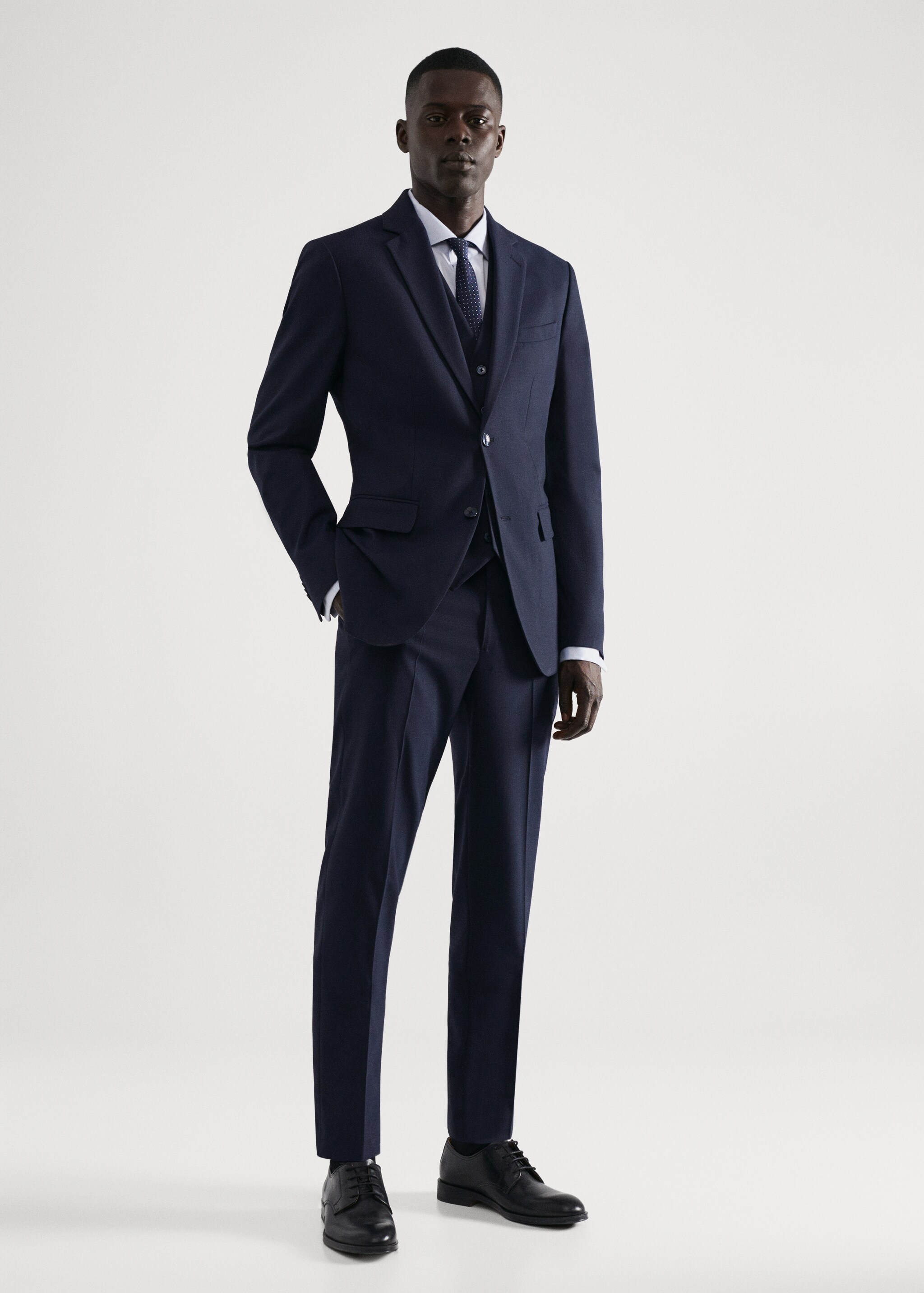 Stretch fabric slim-fit suit trousers - General plane