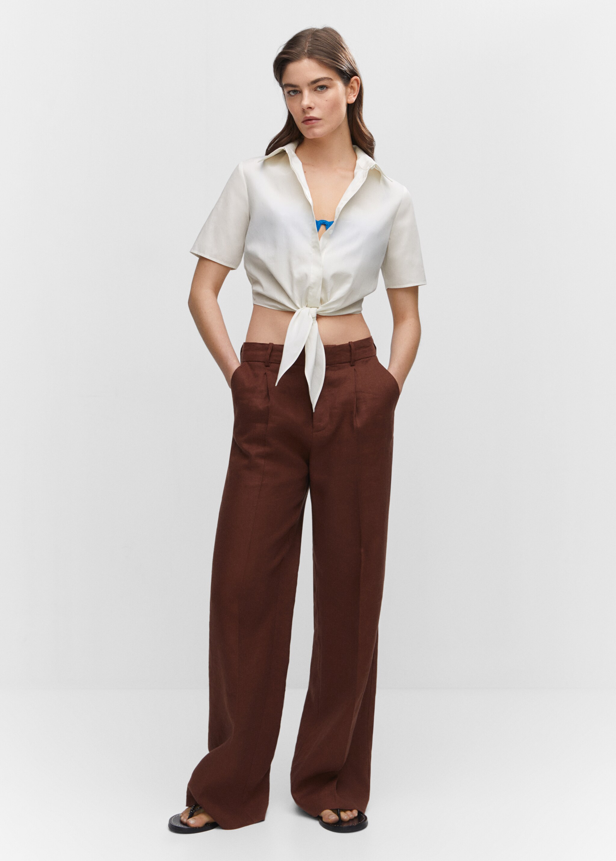 Cropped shirt with knot  - General plane