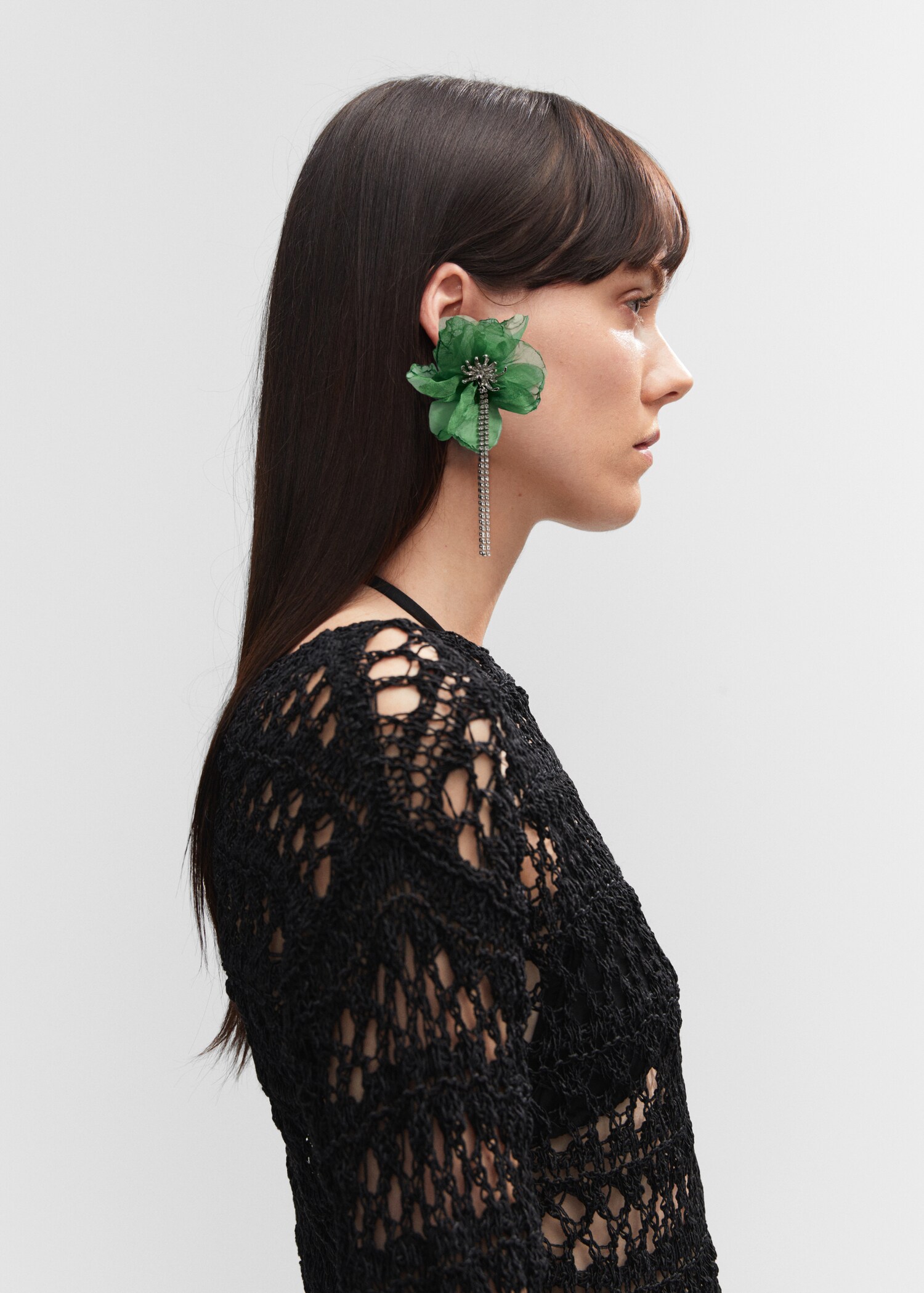 Floral rhinestone earrings - General plane
