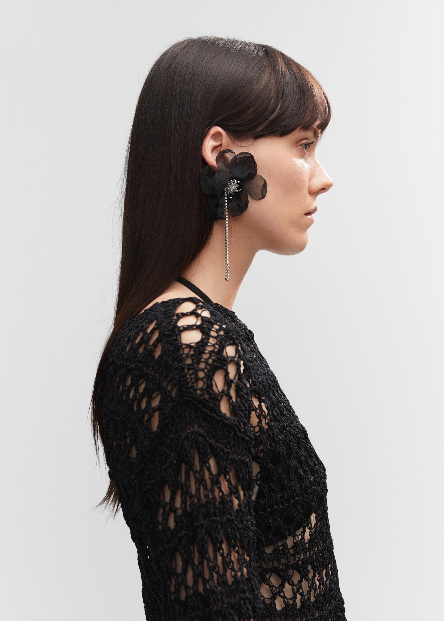 Floral rhinestone earrings - General plane