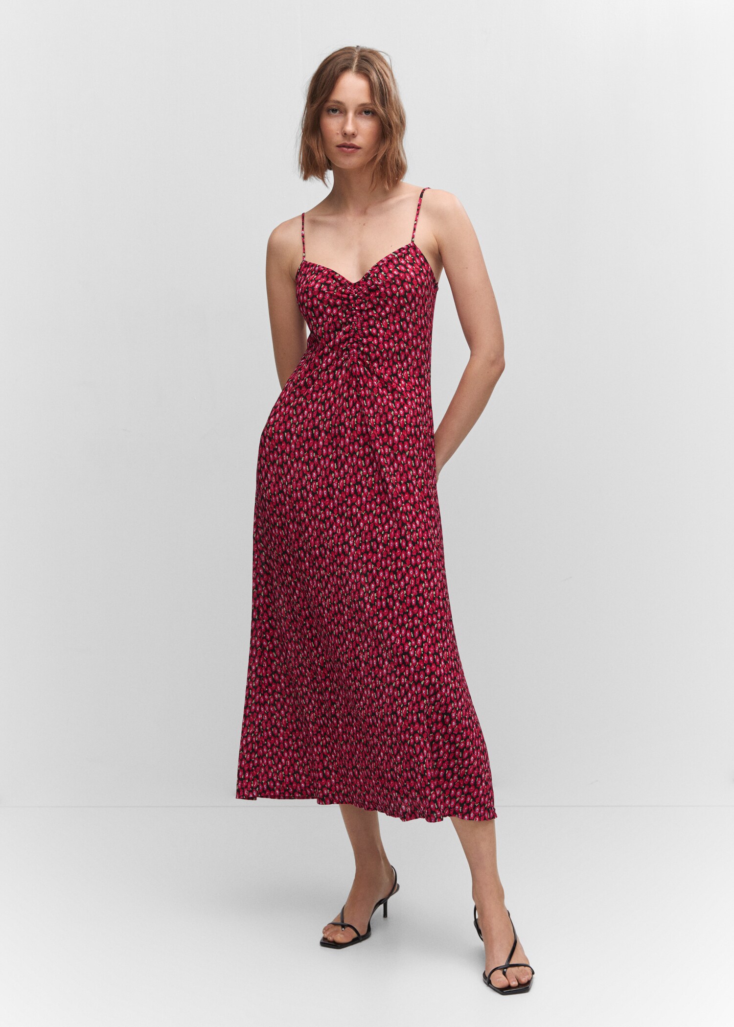 Ruched detail flower dress - Woman | MANGO Gibraltar