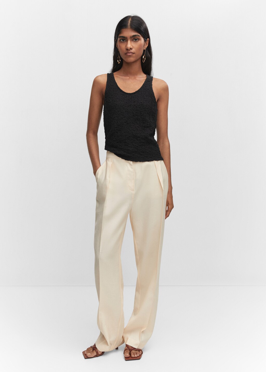 Top textura algodon Mujer MANGO Uruguay