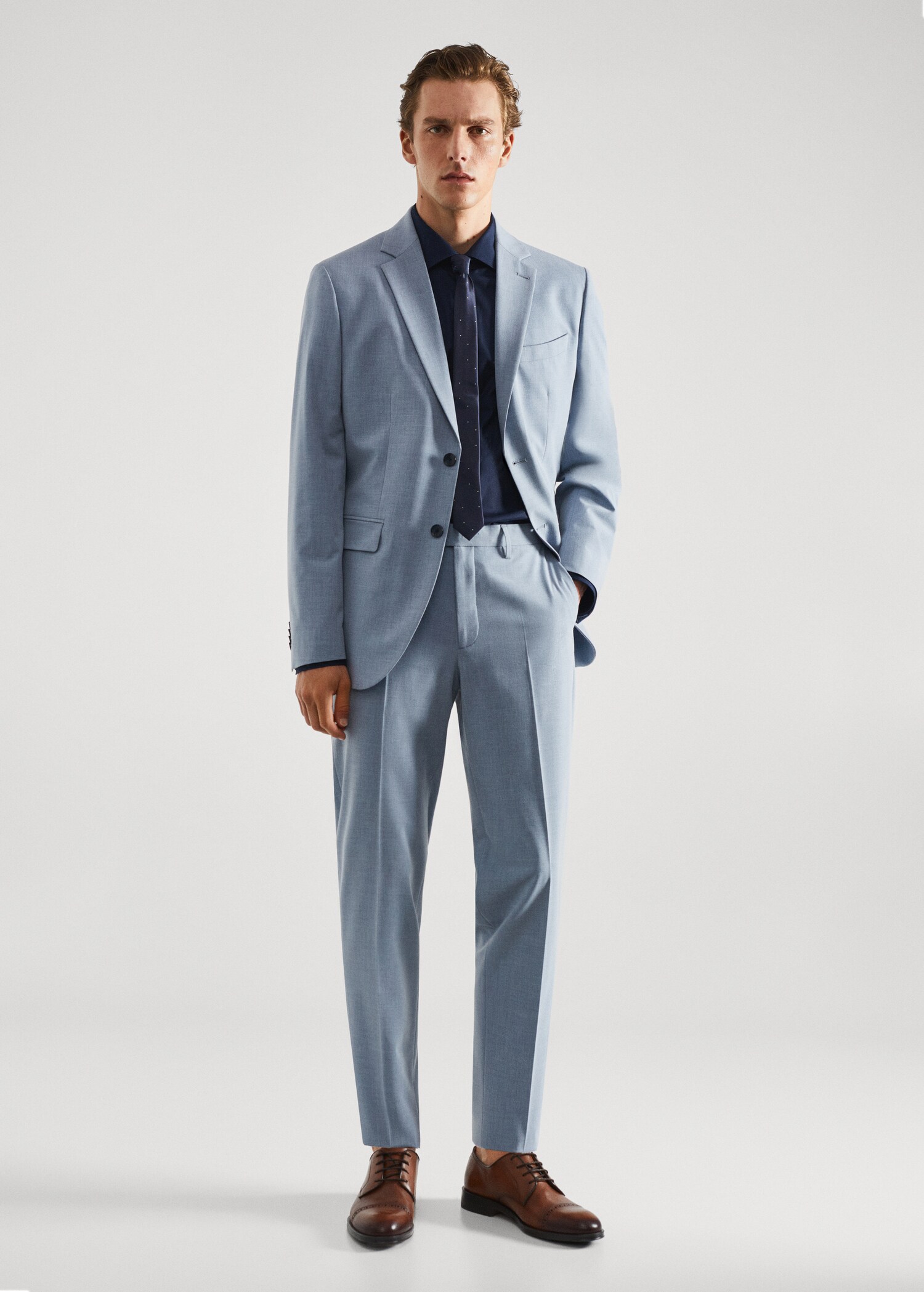 Slim Fit-Oberhemd aus Baumwoll-Popeline - Allgemeine Ansicht