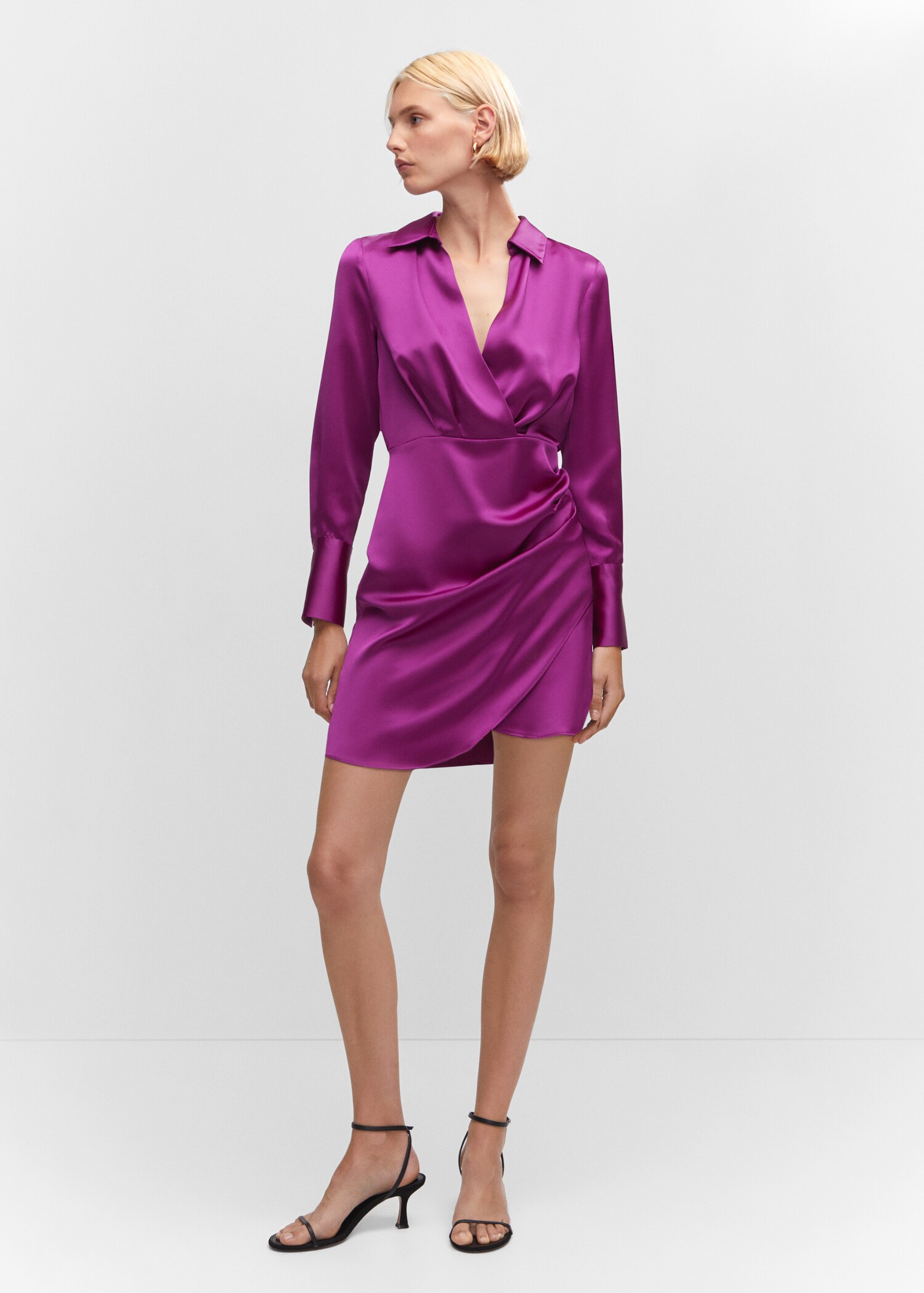 Satin wrap shirt dress - General plane