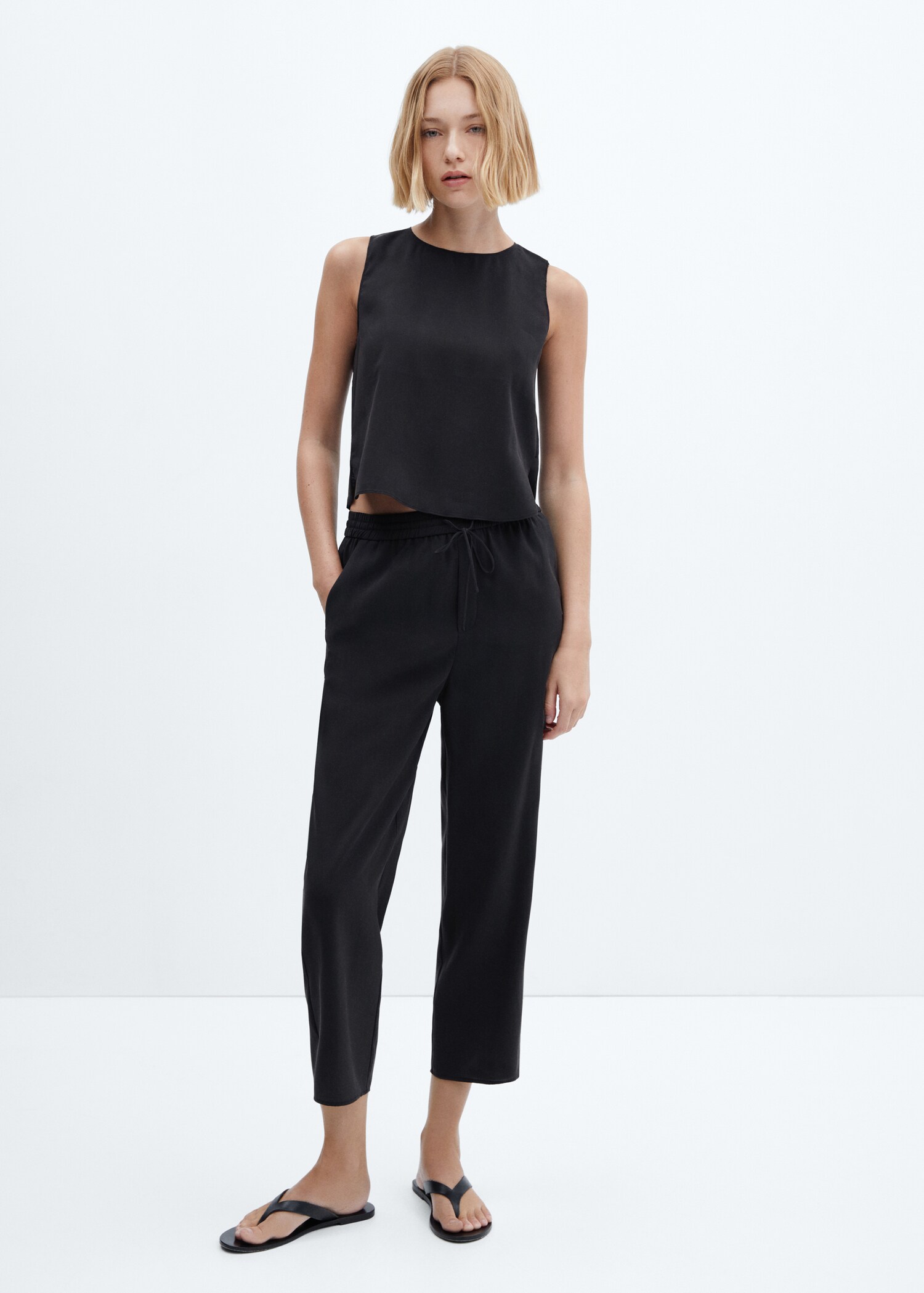 Drawstring waist modal trousers - General plane