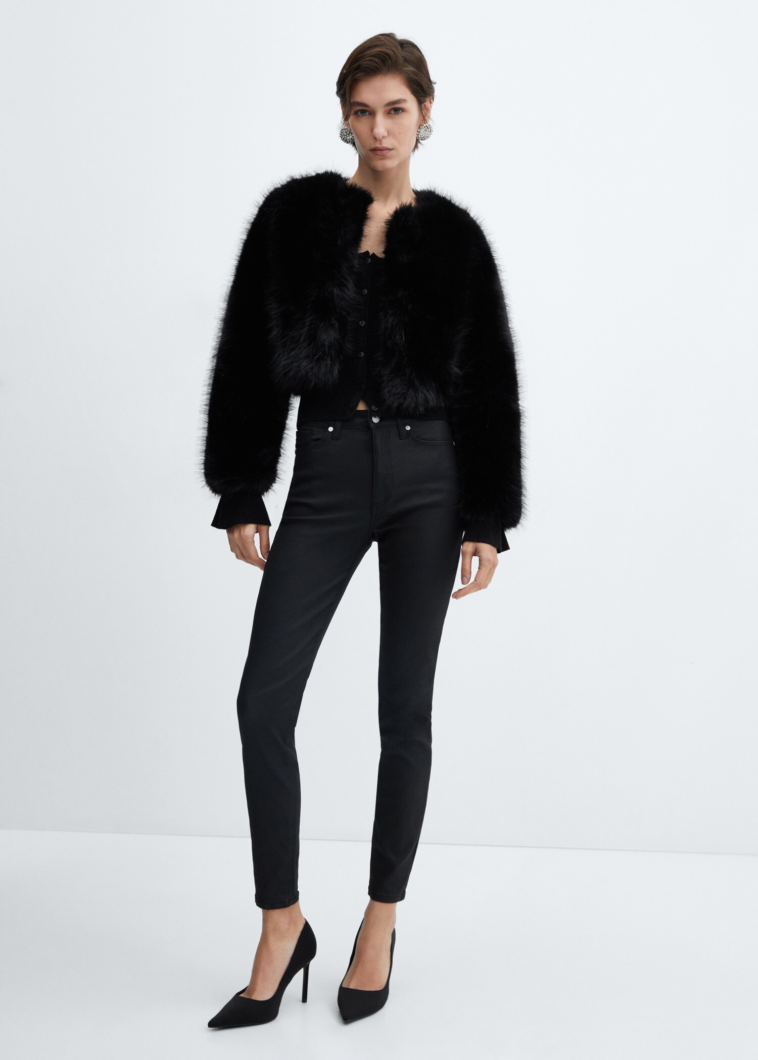 Jean skinny taille haute enduit - Plan général