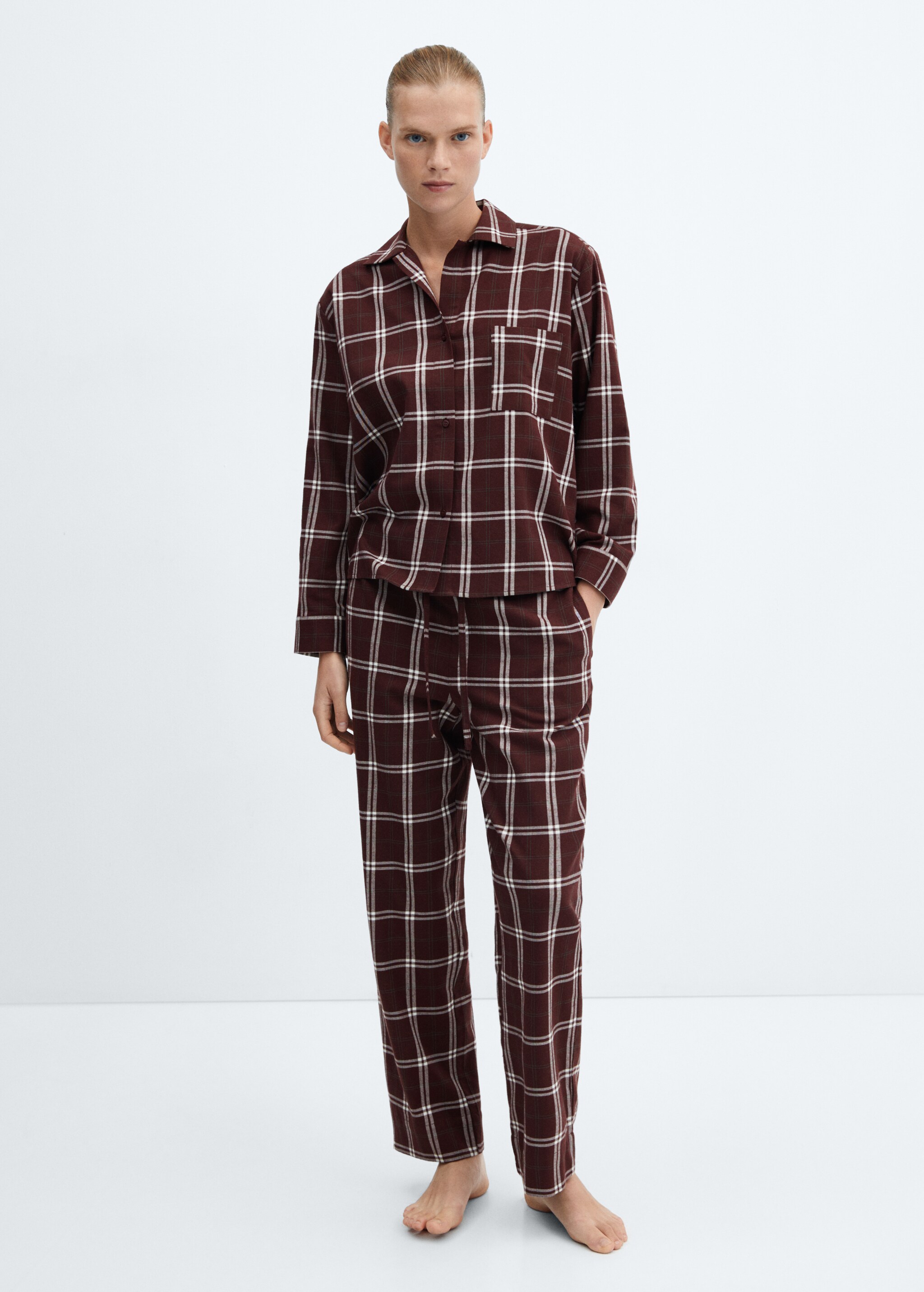 Check flannel pyjama trousers - General plane