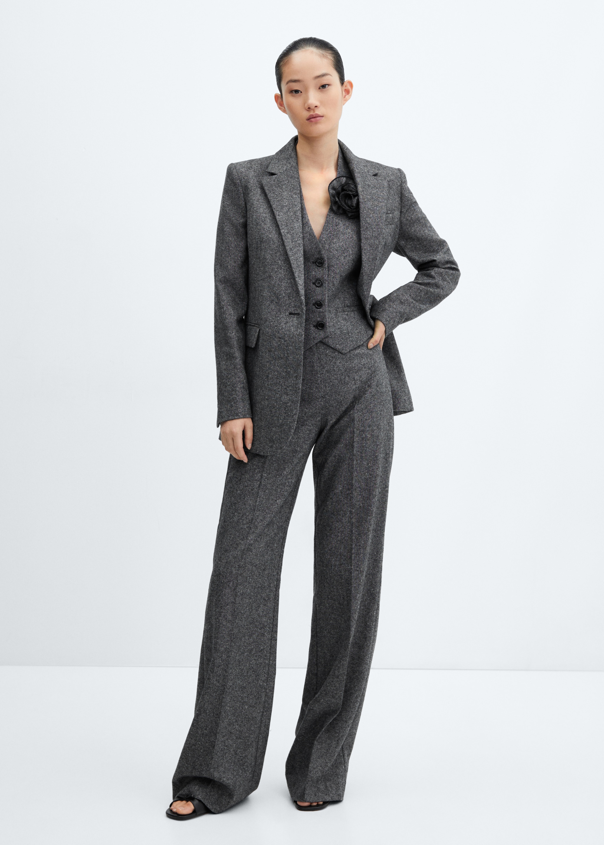 Check wool-blend suit waistcoat - General plane
