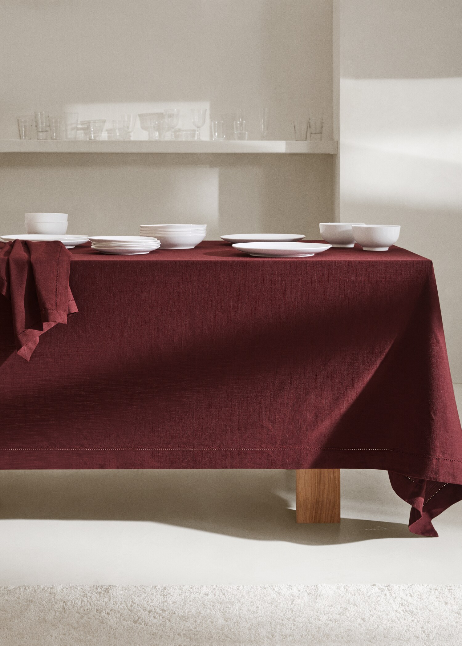 Hemstitch embroidered tablecloth 170x350cm - General plane