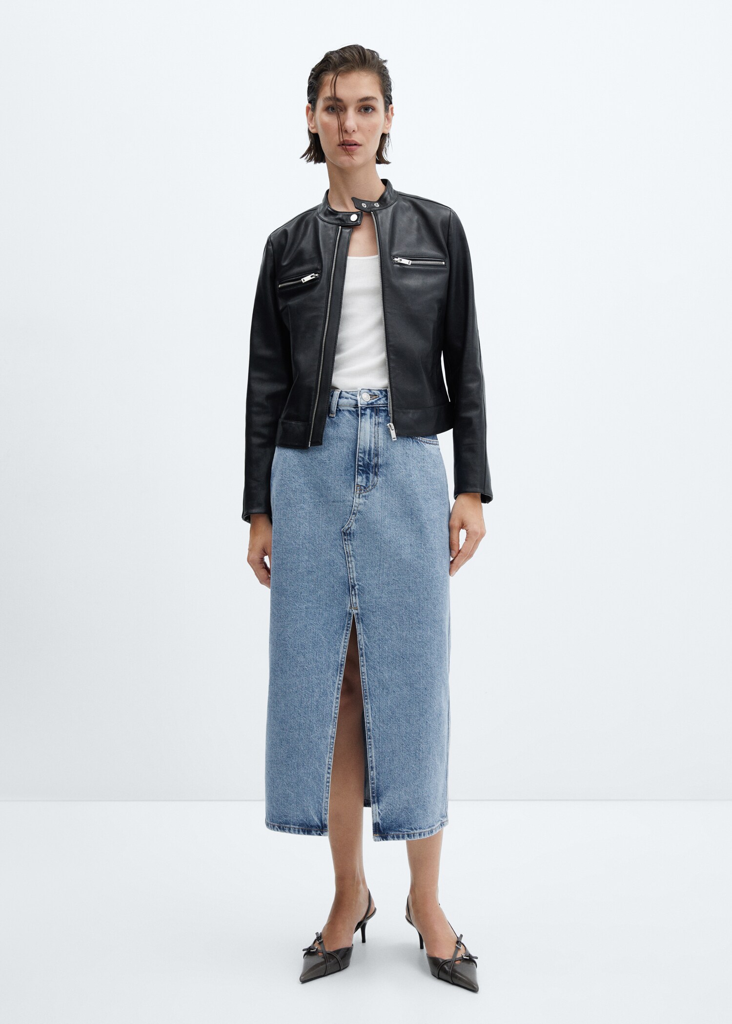 Midi denim etek - Genel plan