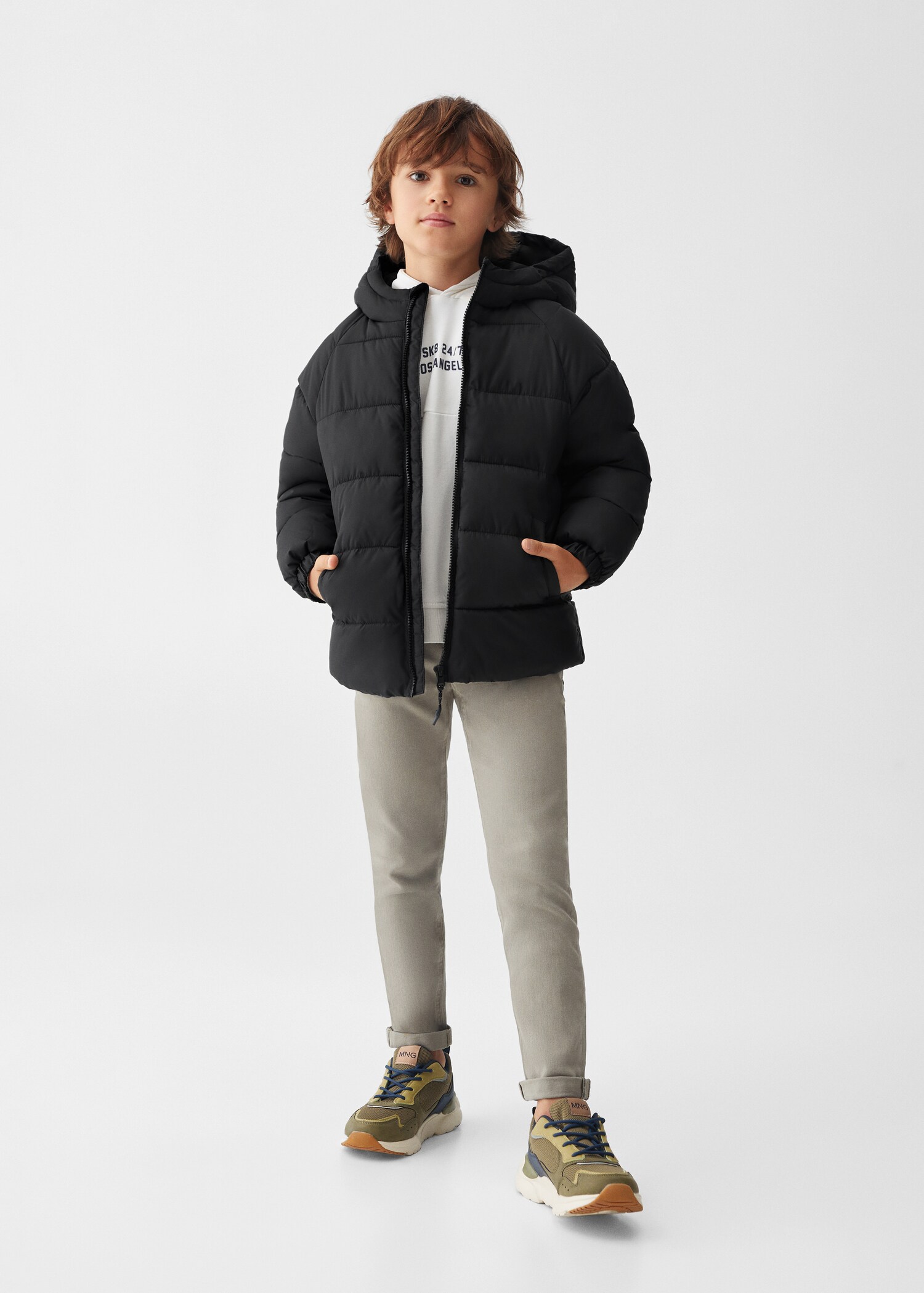 Hood quilted coat - Обща равнина