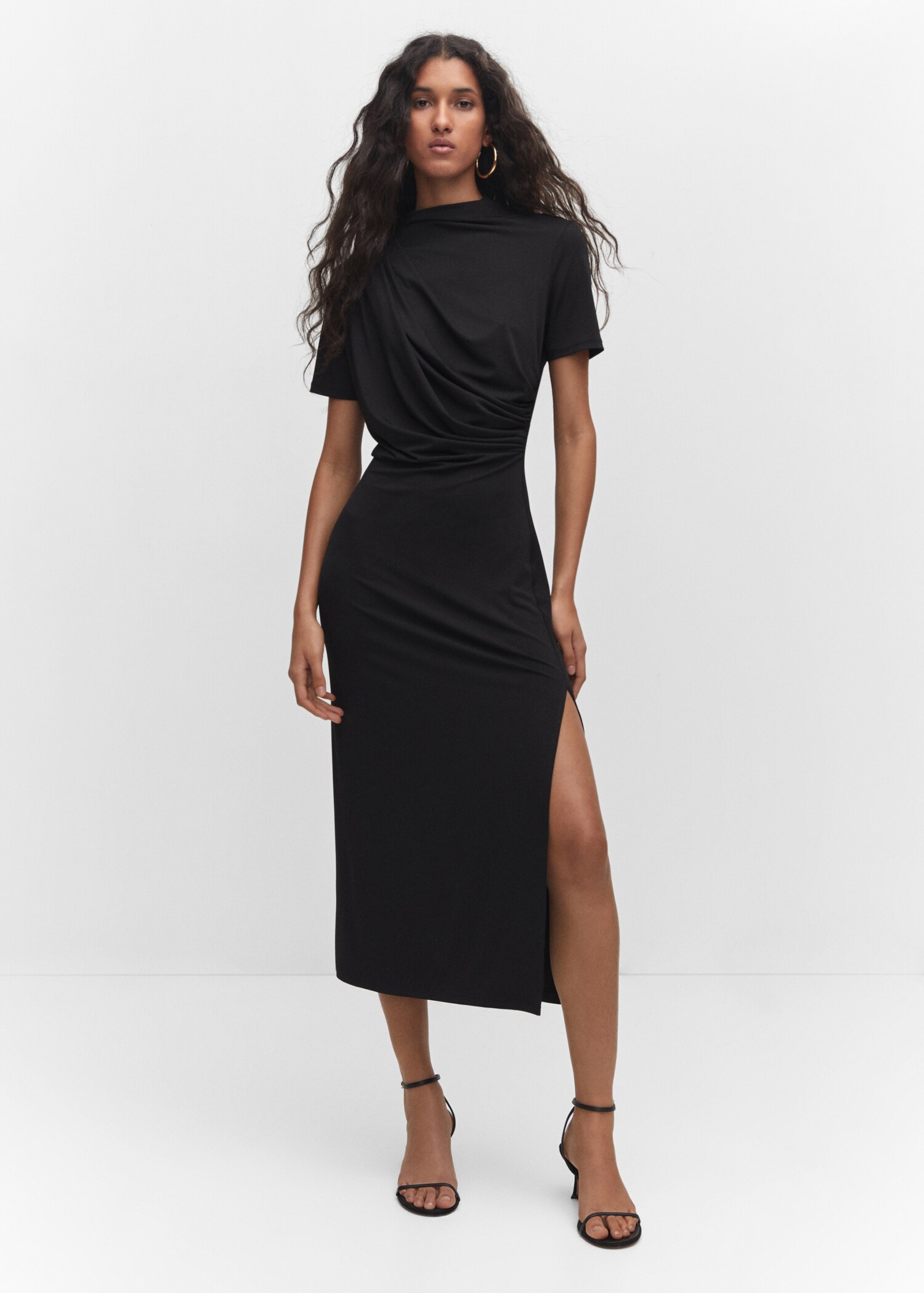Knitted dress with drape detail - General plane