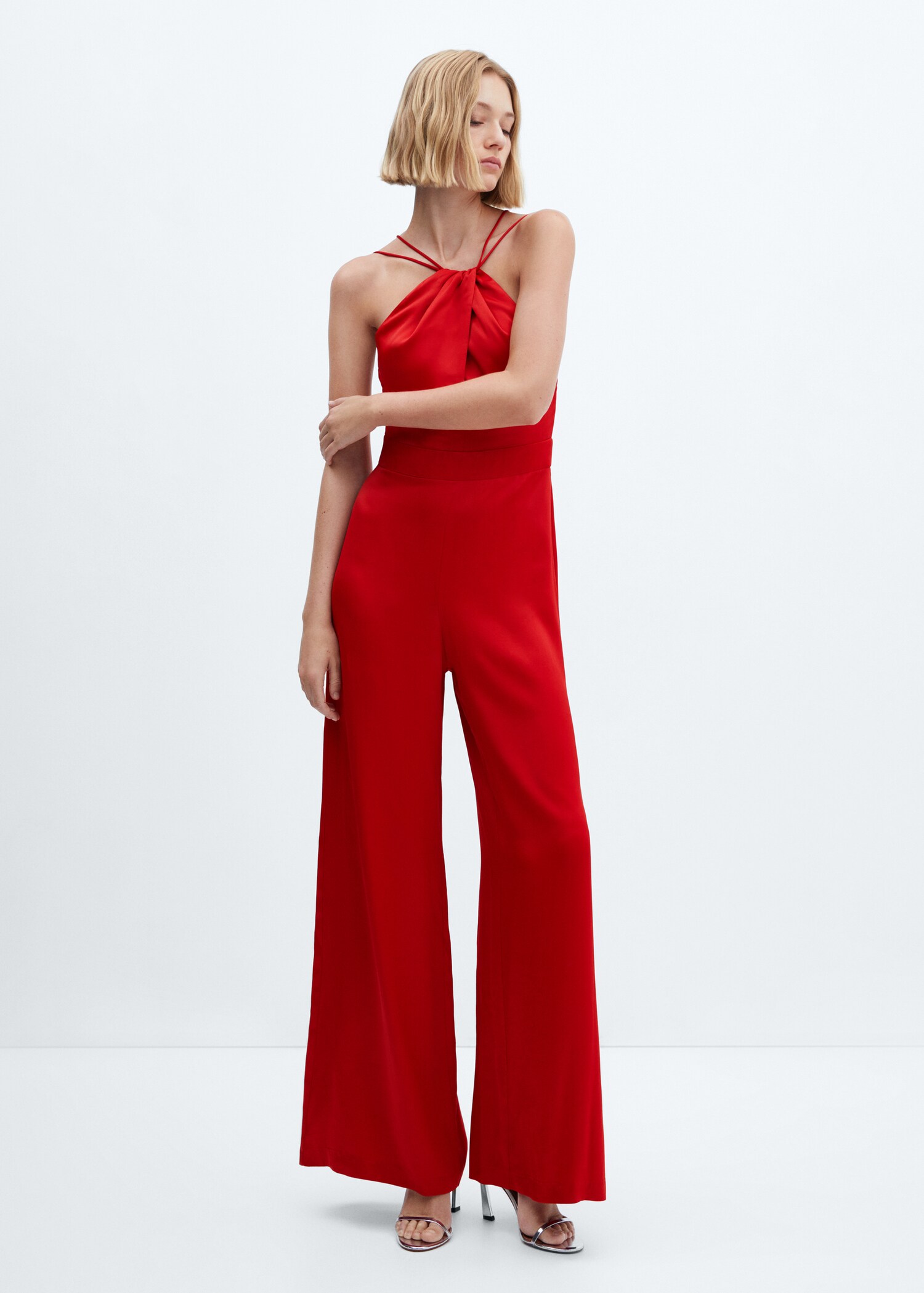 Satin jumpsuit with multi-position straps - General plane