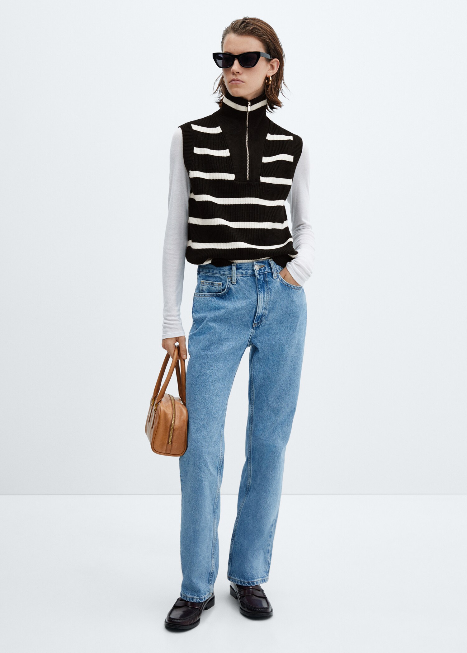 Striped gilet with zip - General plane