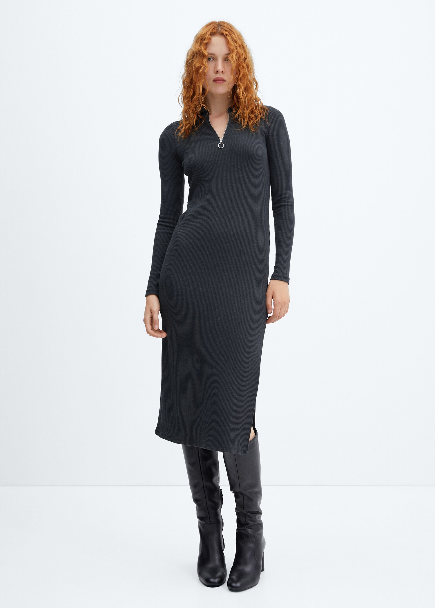 Vestido cremallera escote - Plano general