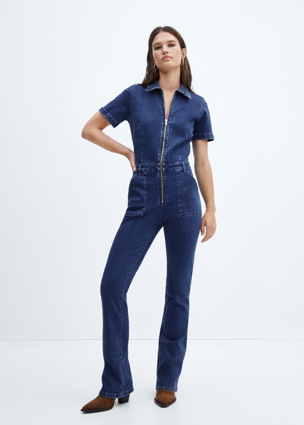 Denim zipper jumpsuit - Women | MANGO Taiwan area