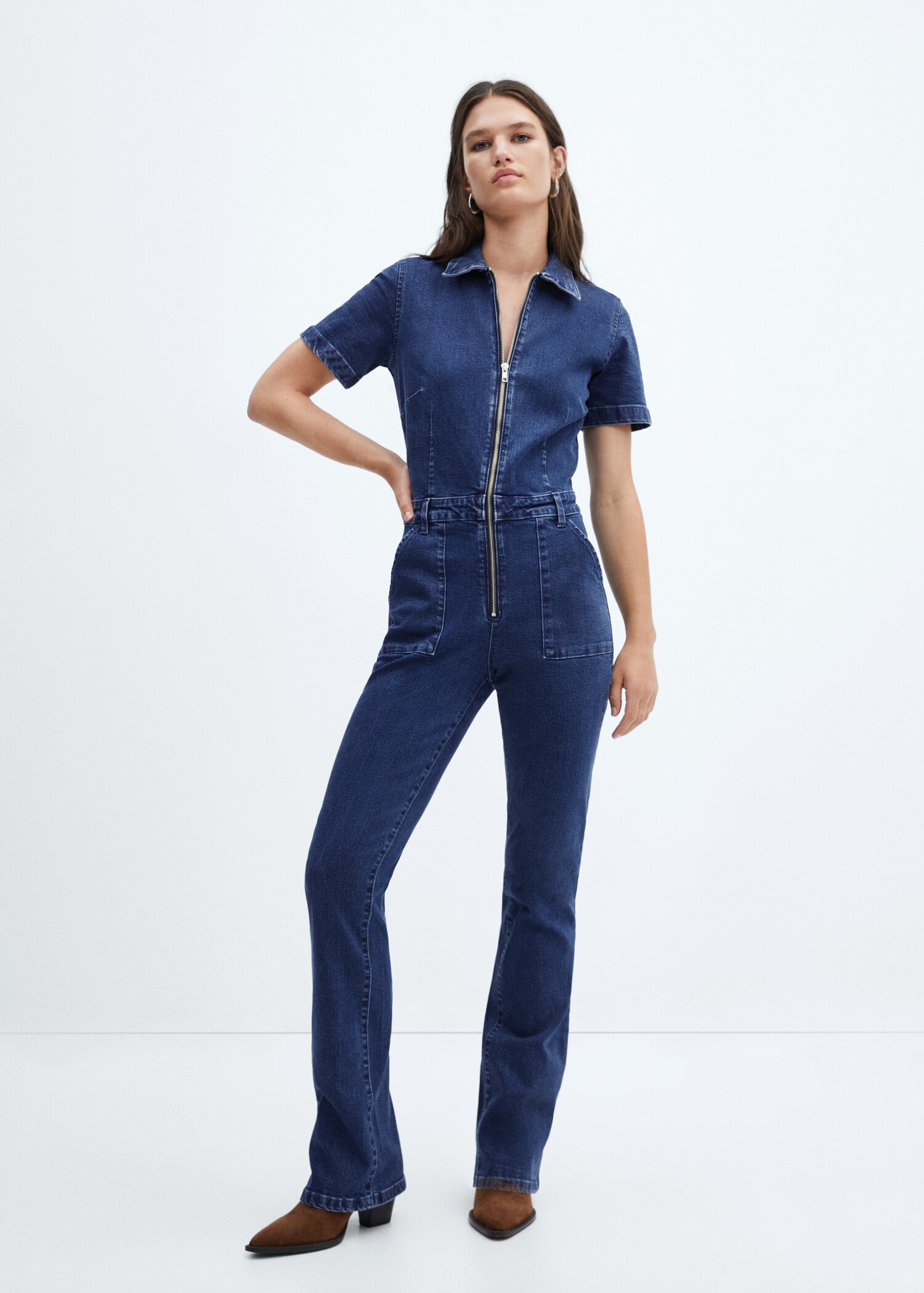 Denim zipper jumpsuit - General plane