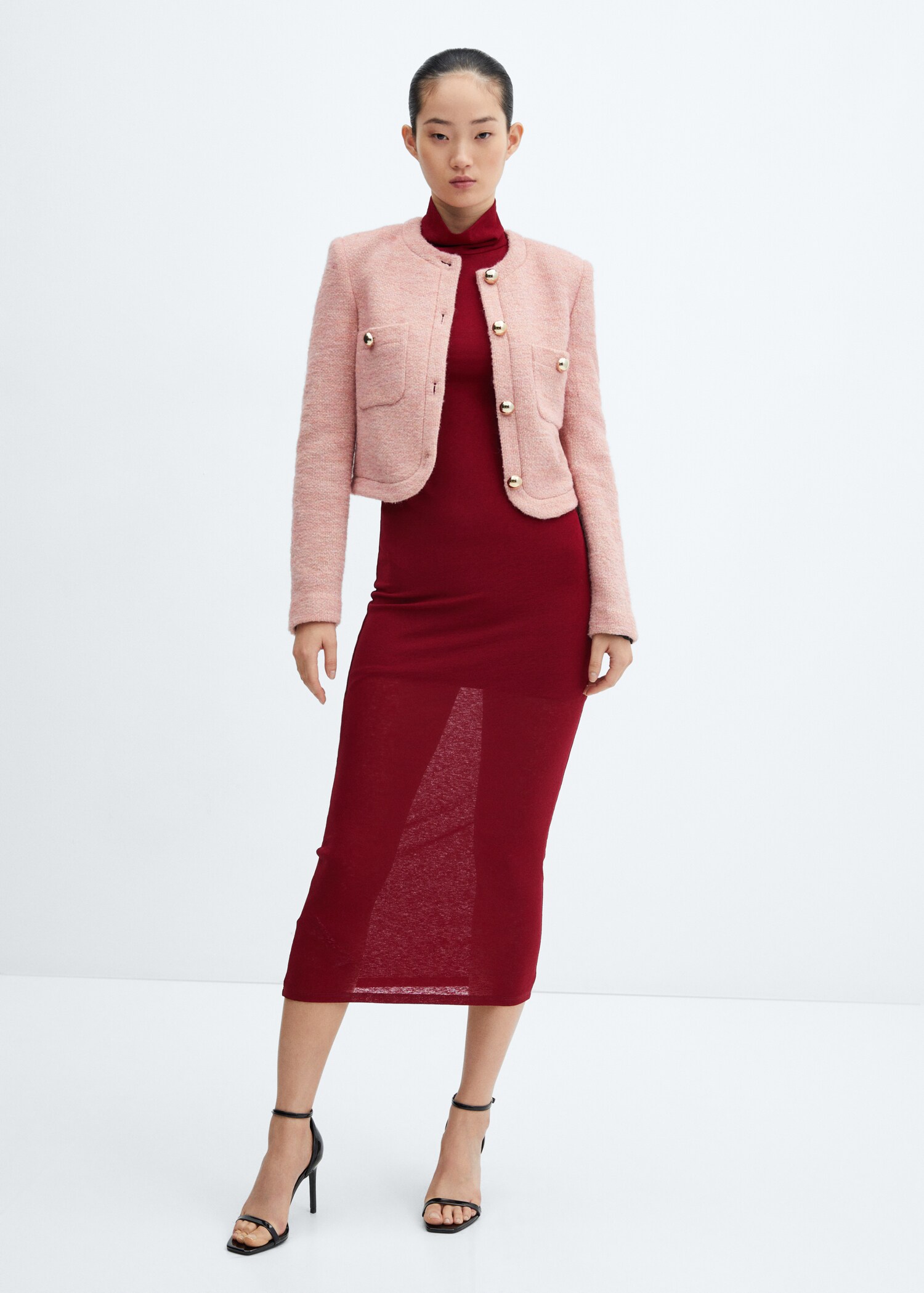 Vestido midi cuello alto - Plano general