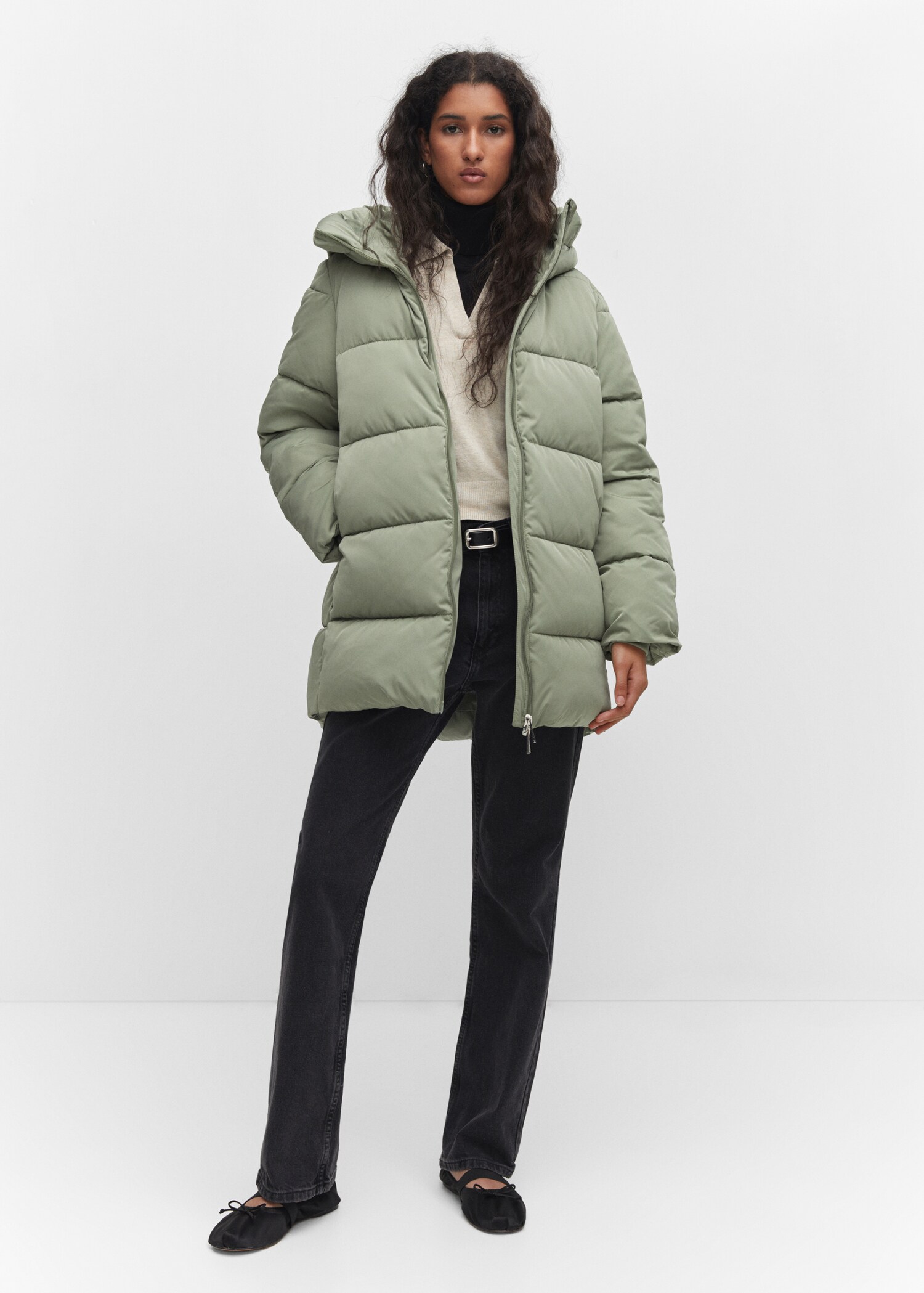 Hood quilted coat - General plane