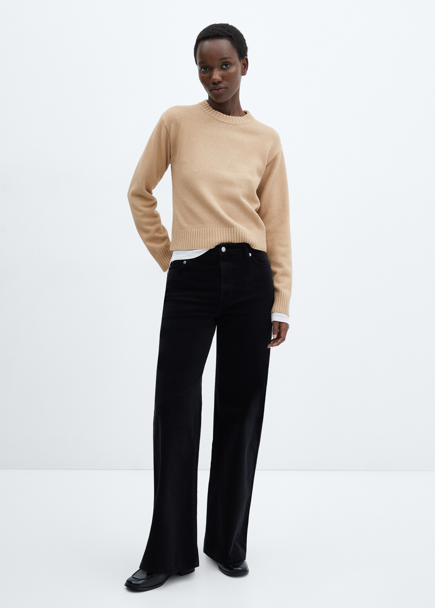 Straight mid-rise corduroy pants - General plane