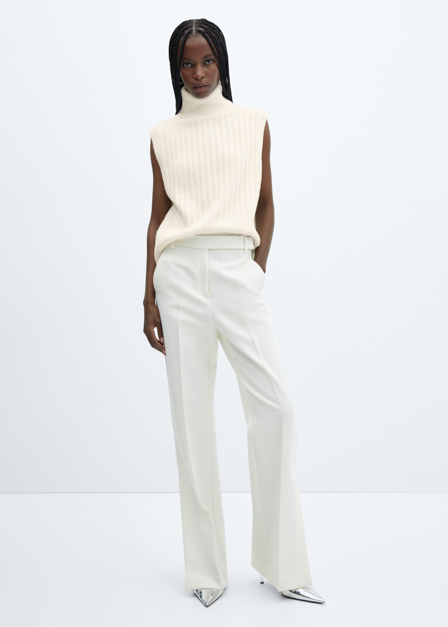 Ribbed turtleneck gilet - General plane