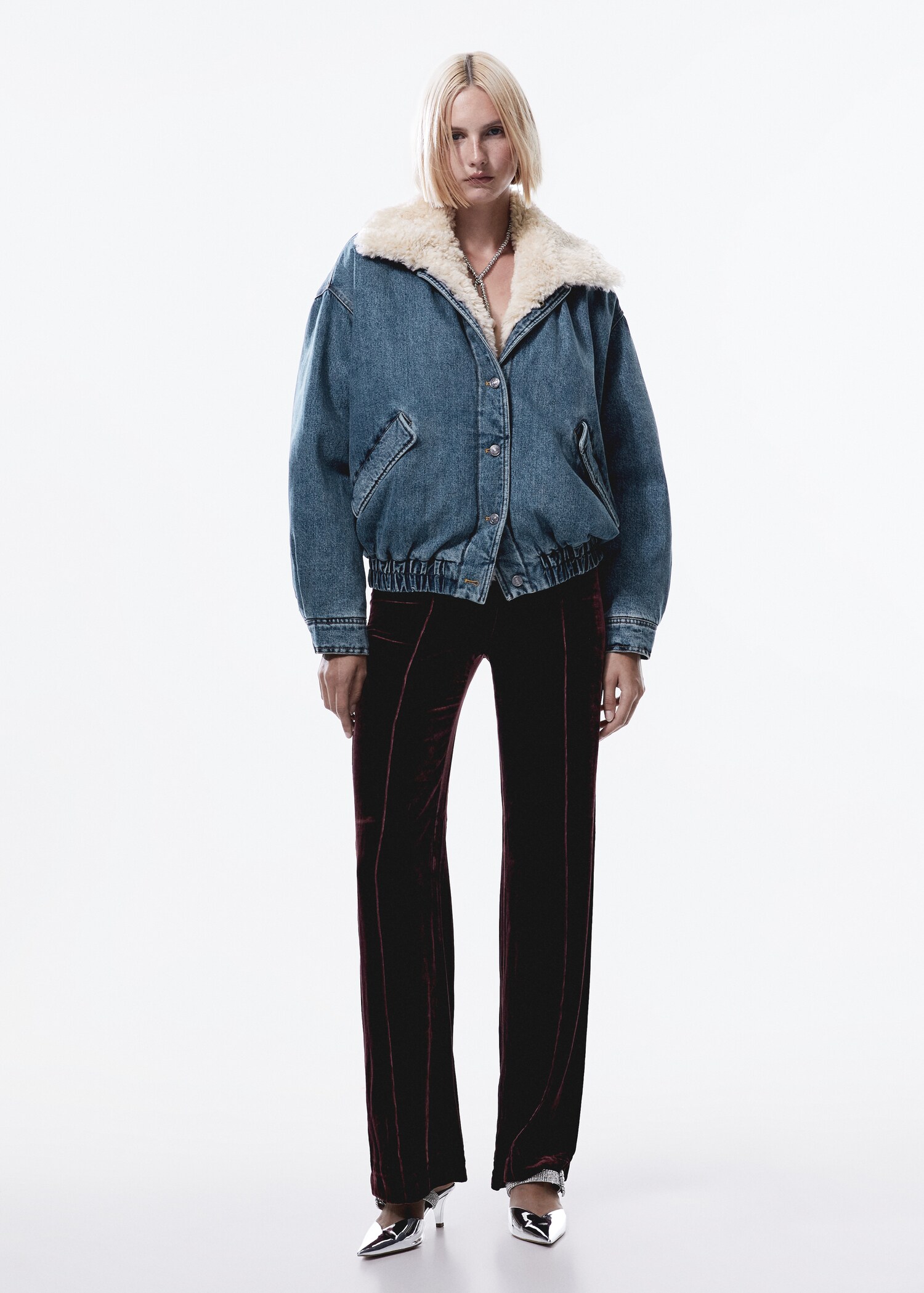 Chaqueta bomber vaquera borreguito - Plano general