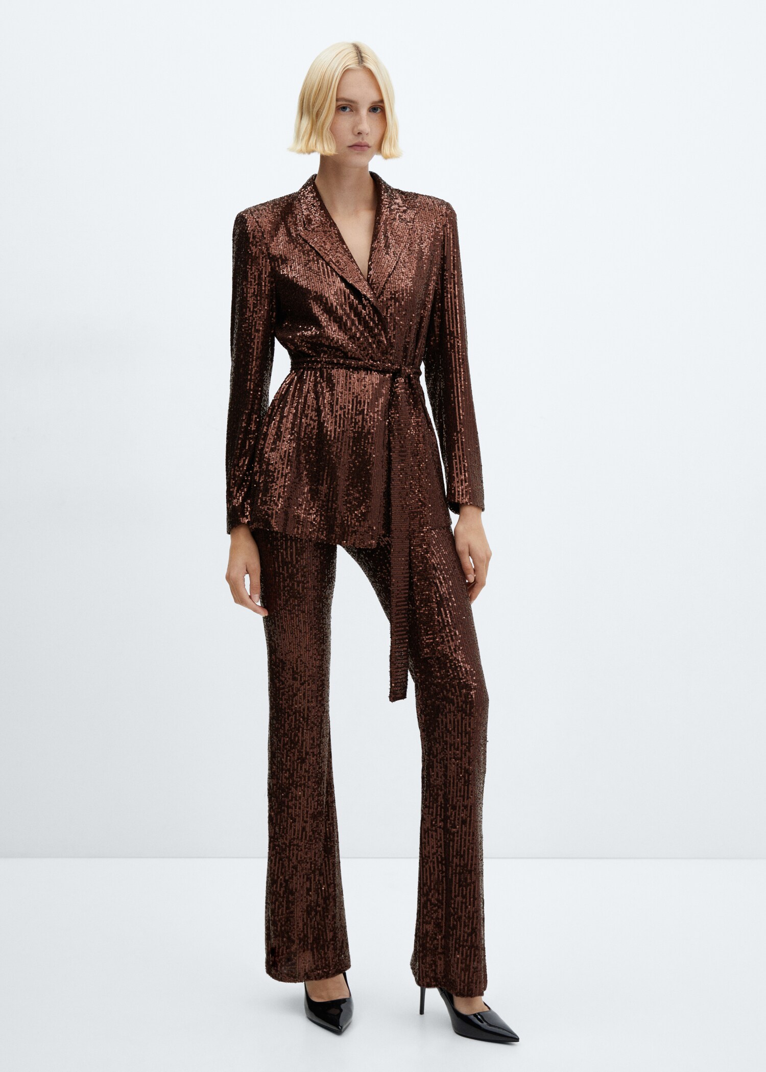 Sequin flared trousers - General plane