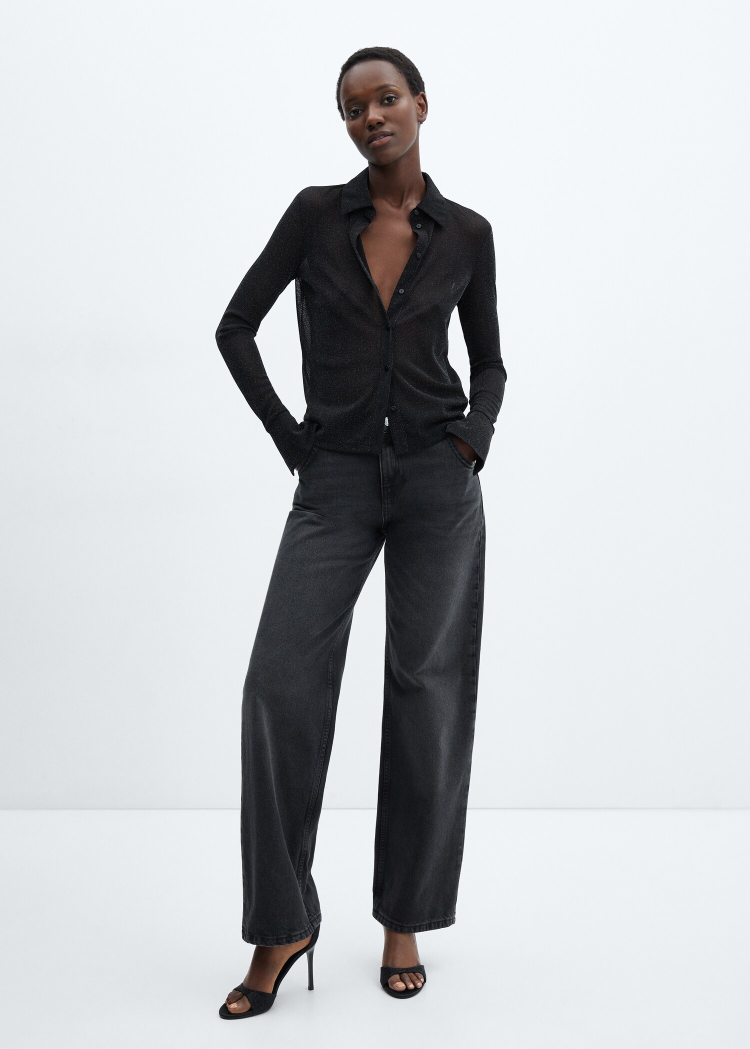 Lurex shirt with buttons - General plane