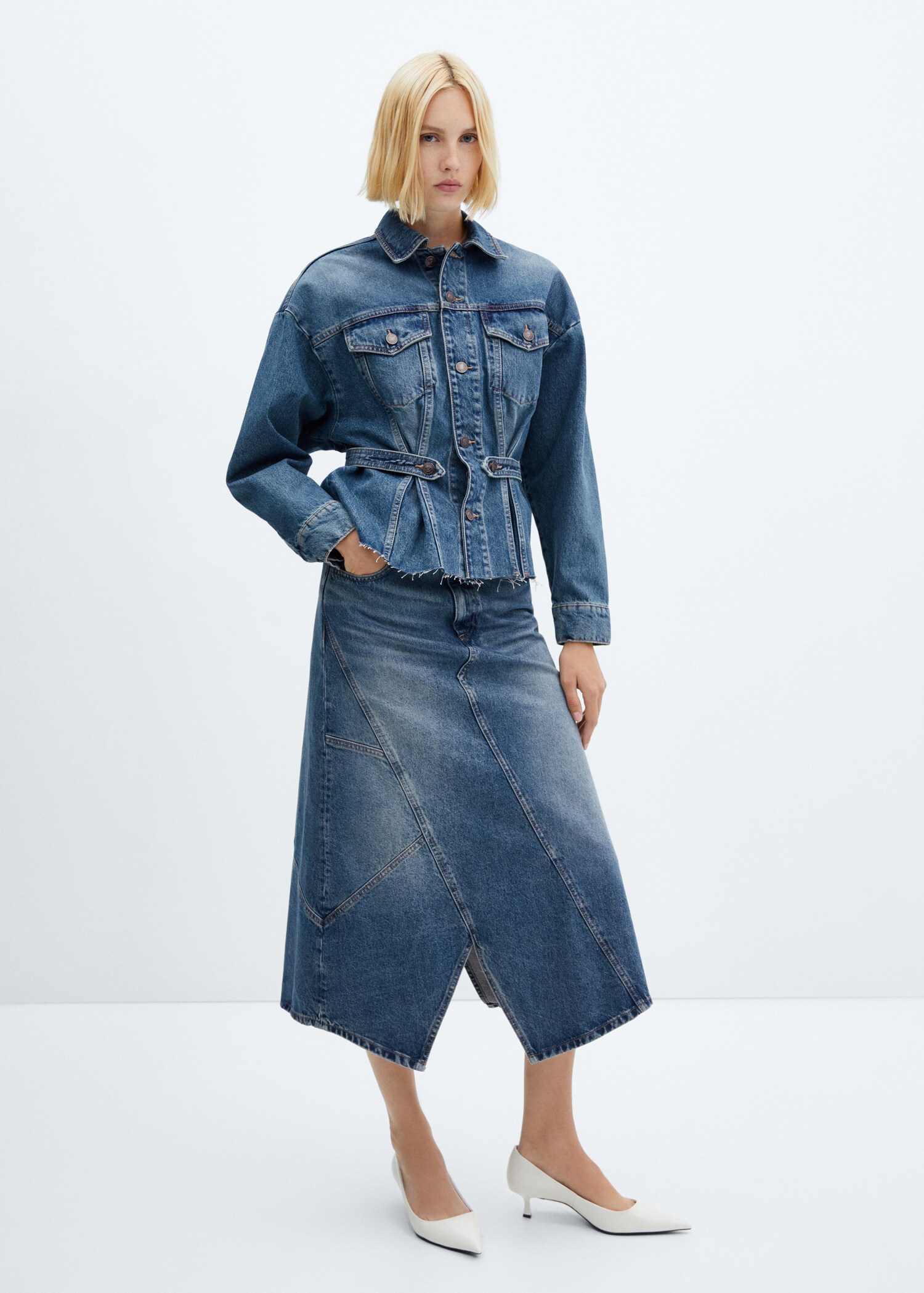 Asymmetrische denim rok - Overzichtstekening