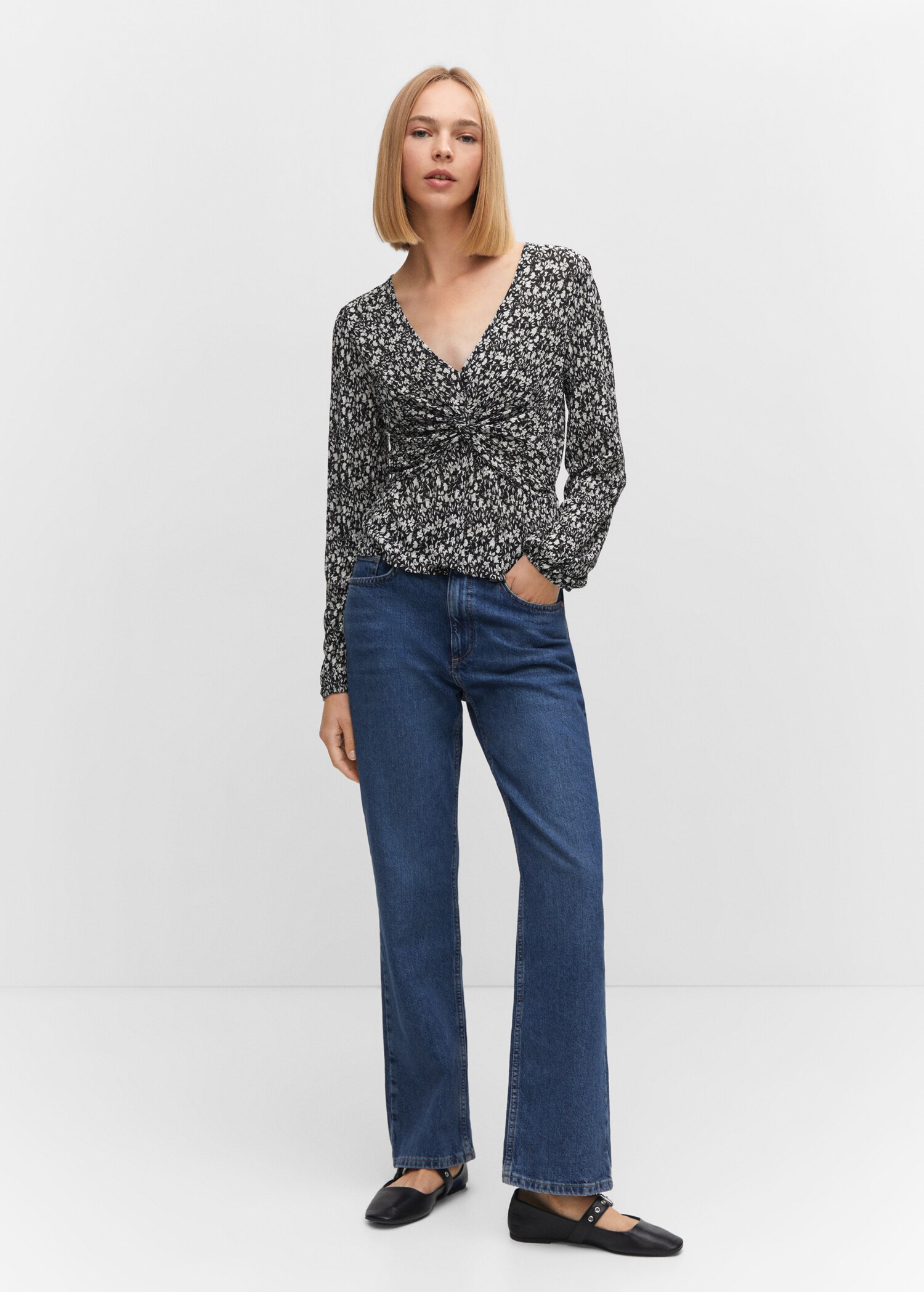Blouse imprimée nœud - Plan général