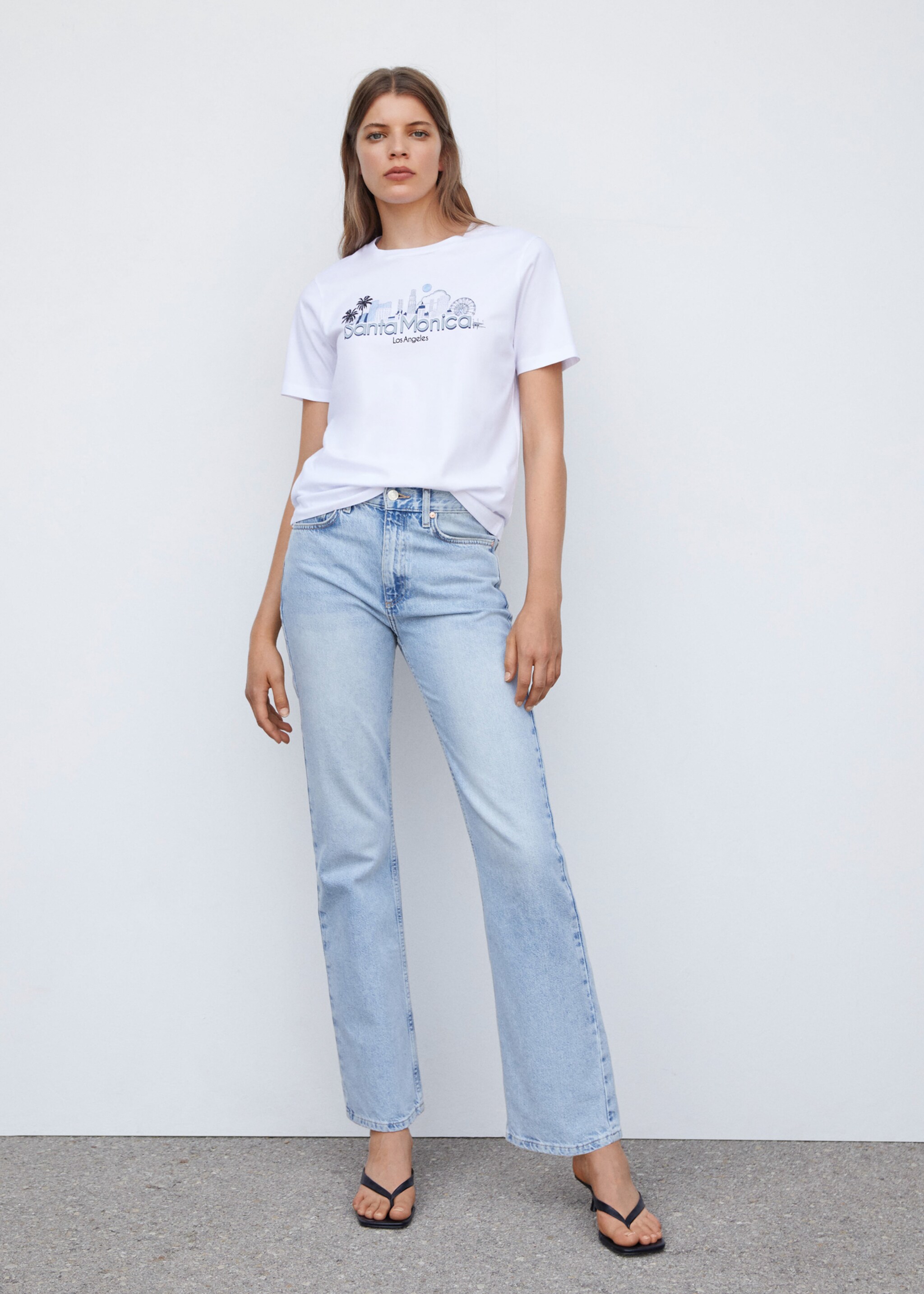 Хлопковая футболка с принтом - Общий план, Белый. Ref: 57073812-00.