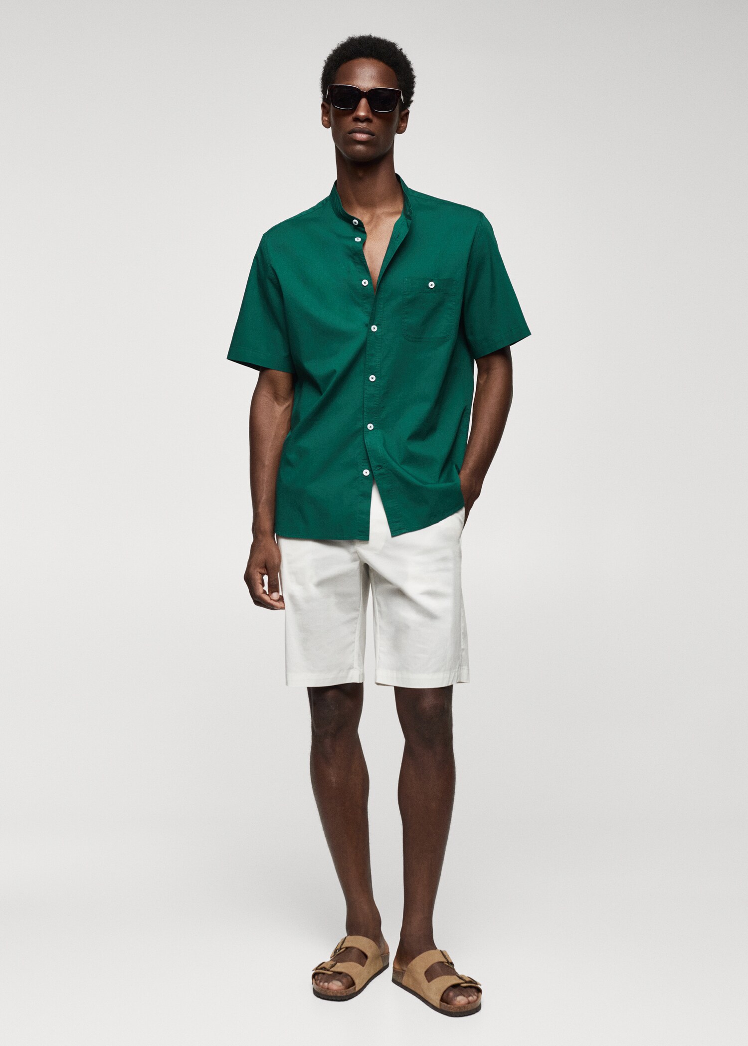 100% cotton mandarin collar shirt - General plane