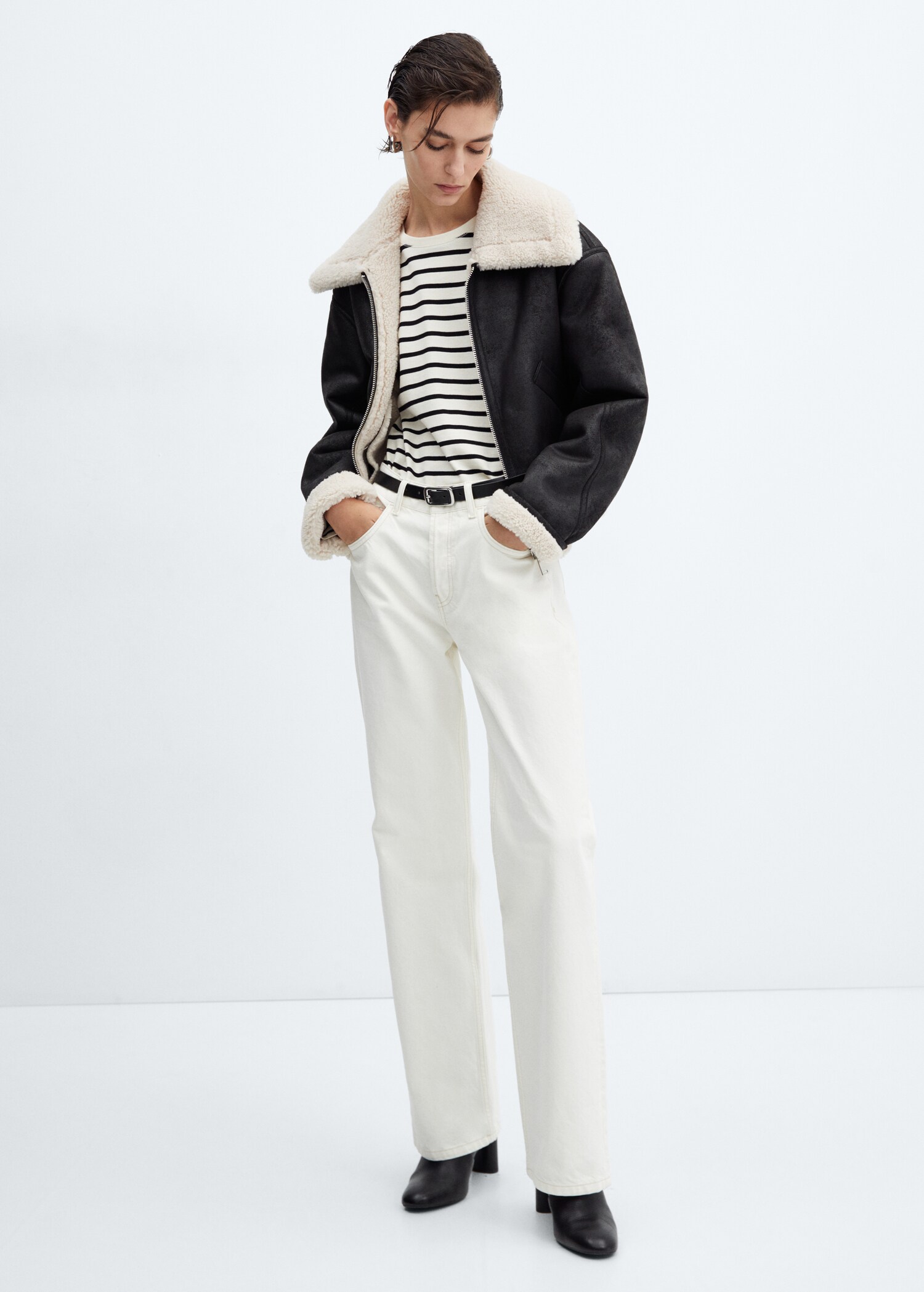 Faux shearling-lined short jacket - Plan general