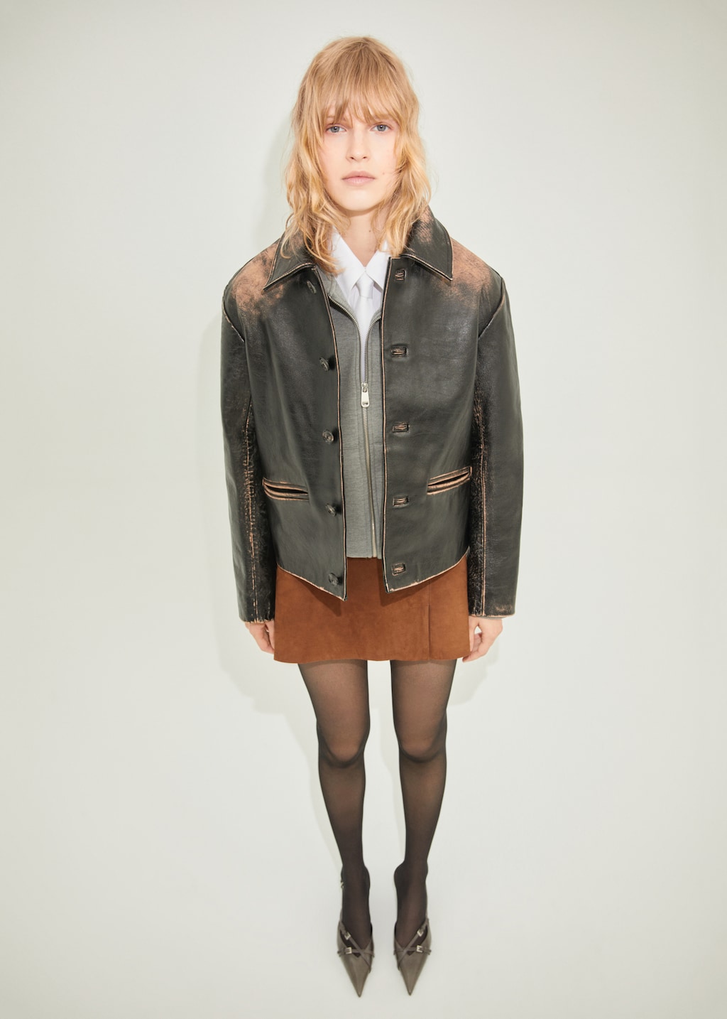 Suede mini skirt