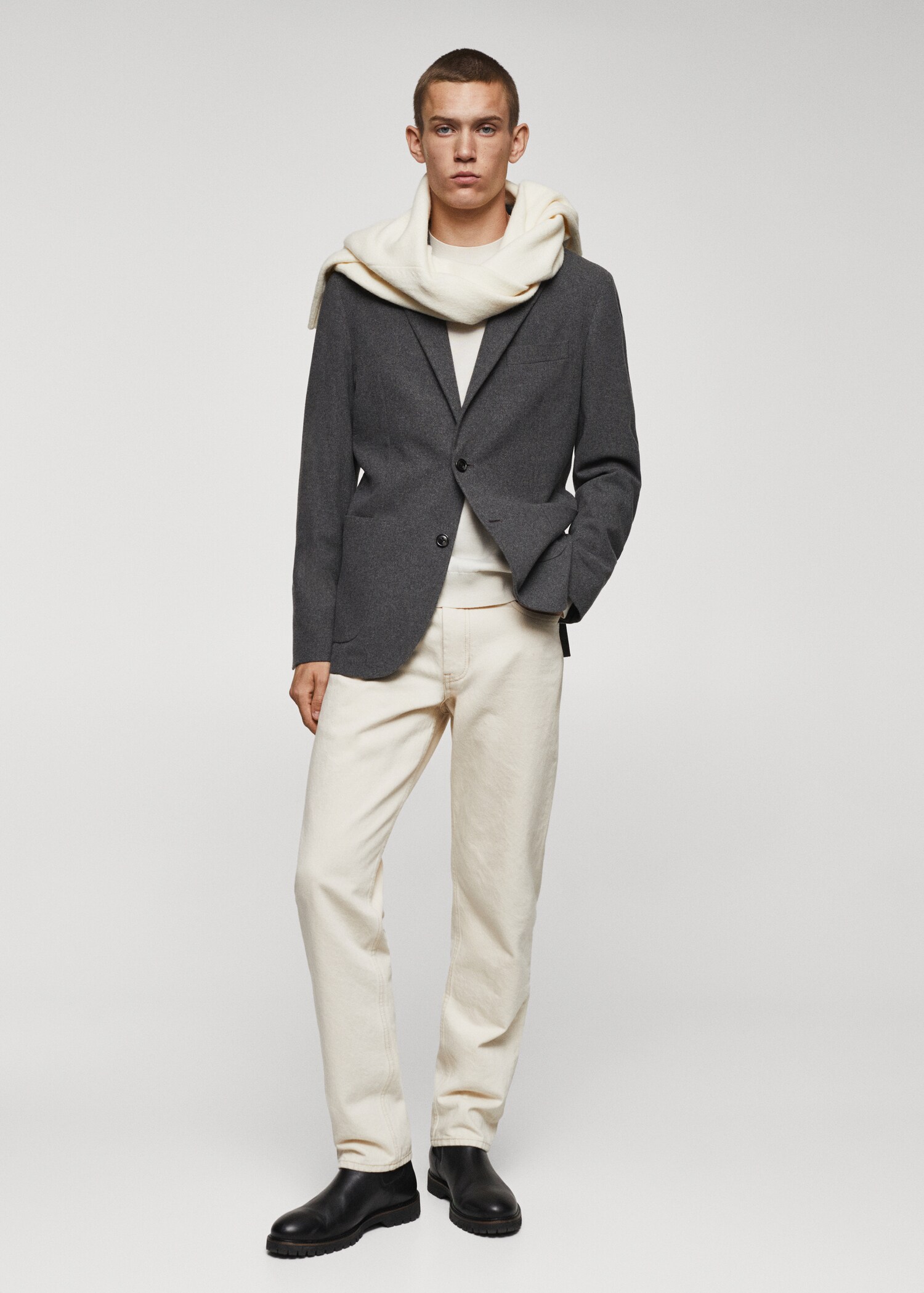 Veste slim fit laine à petits carreaux - Plan général