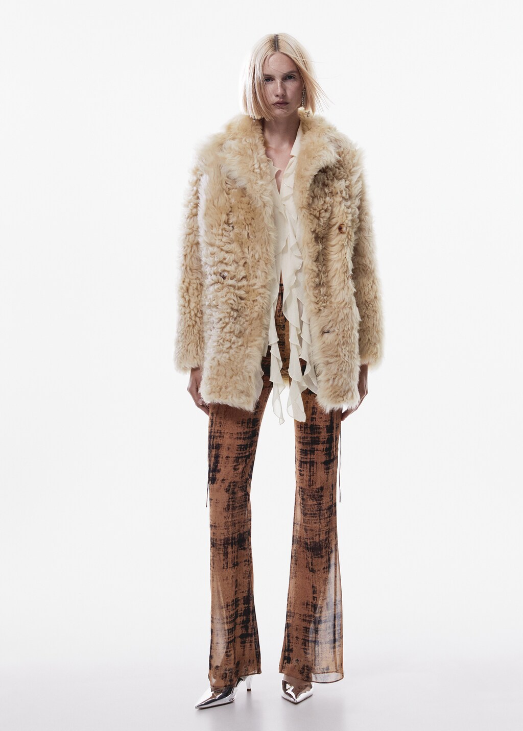 Leather coat with fur effect interior Women MANGO Kosovo