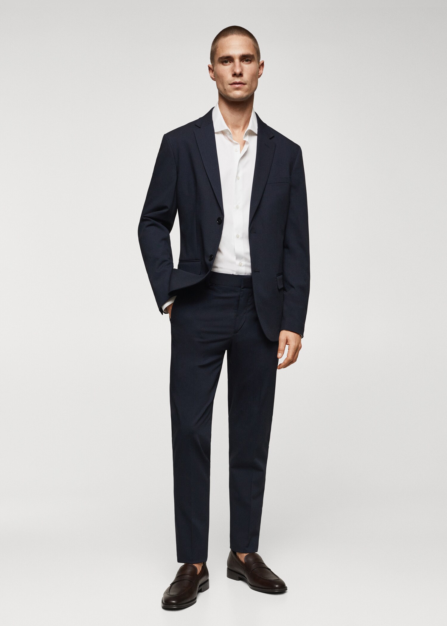 Slim-fit cotton poplin suit shirt - General plane